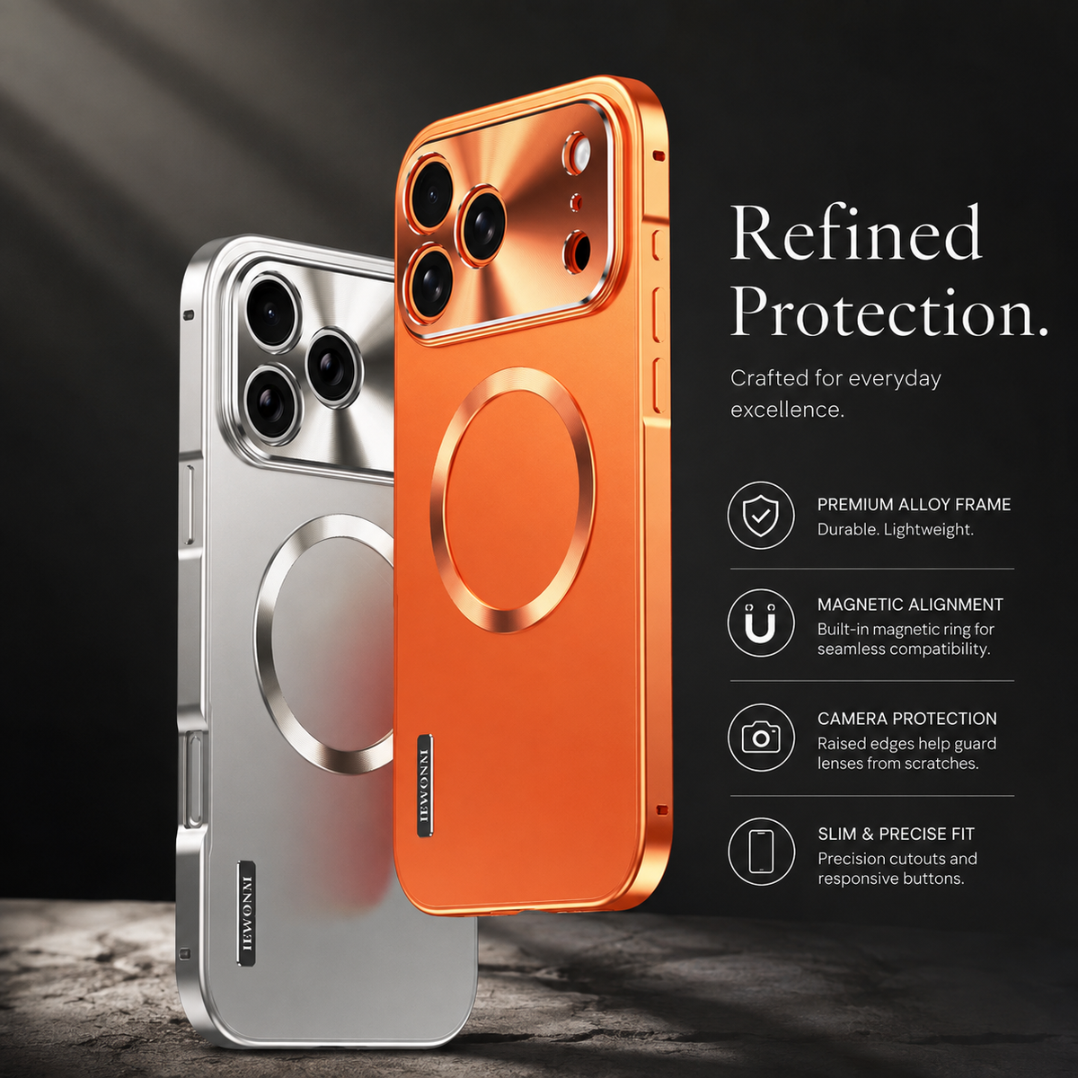 Premium iPhone Case Magnetic Aluminum Alloy Frame Frosted PC Backplate Ultra Thin Shockproof Anti Scratch Anti Fingerprint Non Slip Matte Cover