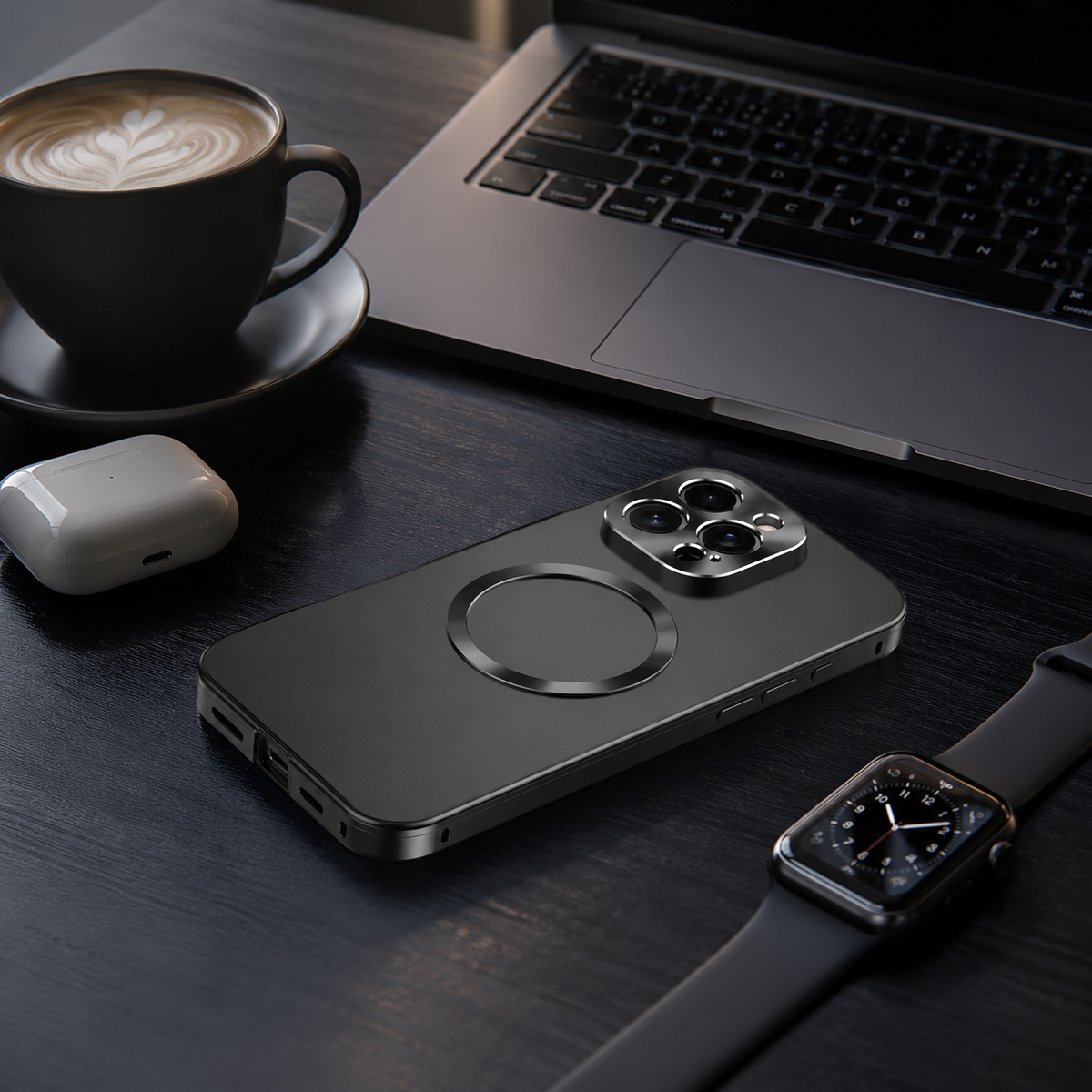Premium iPhone Case Magnetic Aluminum Alloy Frame Frosted PC Backplate Ultra Thin Shockproof Anti Scratch Anti Fingerprint Non Slip Matte Cover