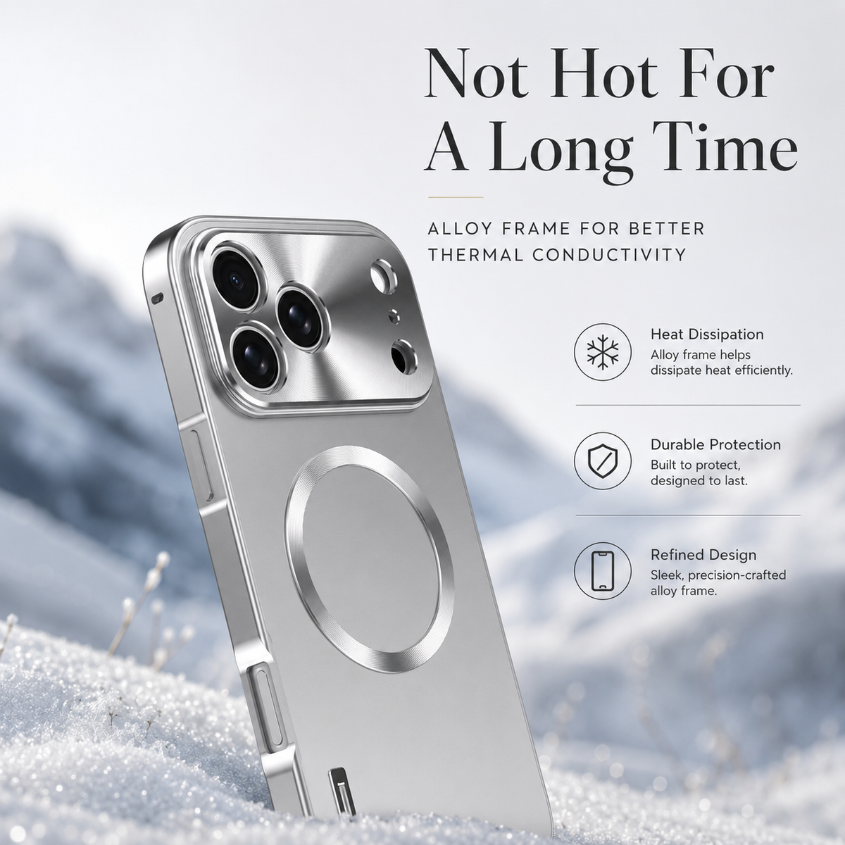 Premium iPhone Case Magnetic Aluminum Alloy Frame Frosted PC Backplate Ultra Thin Shockproof Anti Scratch Anti Fingerprint Non Slip Matte Cover