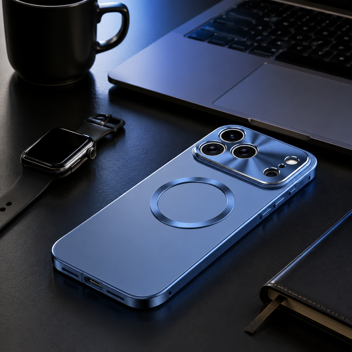 Premium iPhone Case Magnetic Aluminum Alloy Frame Frosted PC Backplate Ultra Thin Shockproof Anti Scratch Matte Non Slip Protective Cover