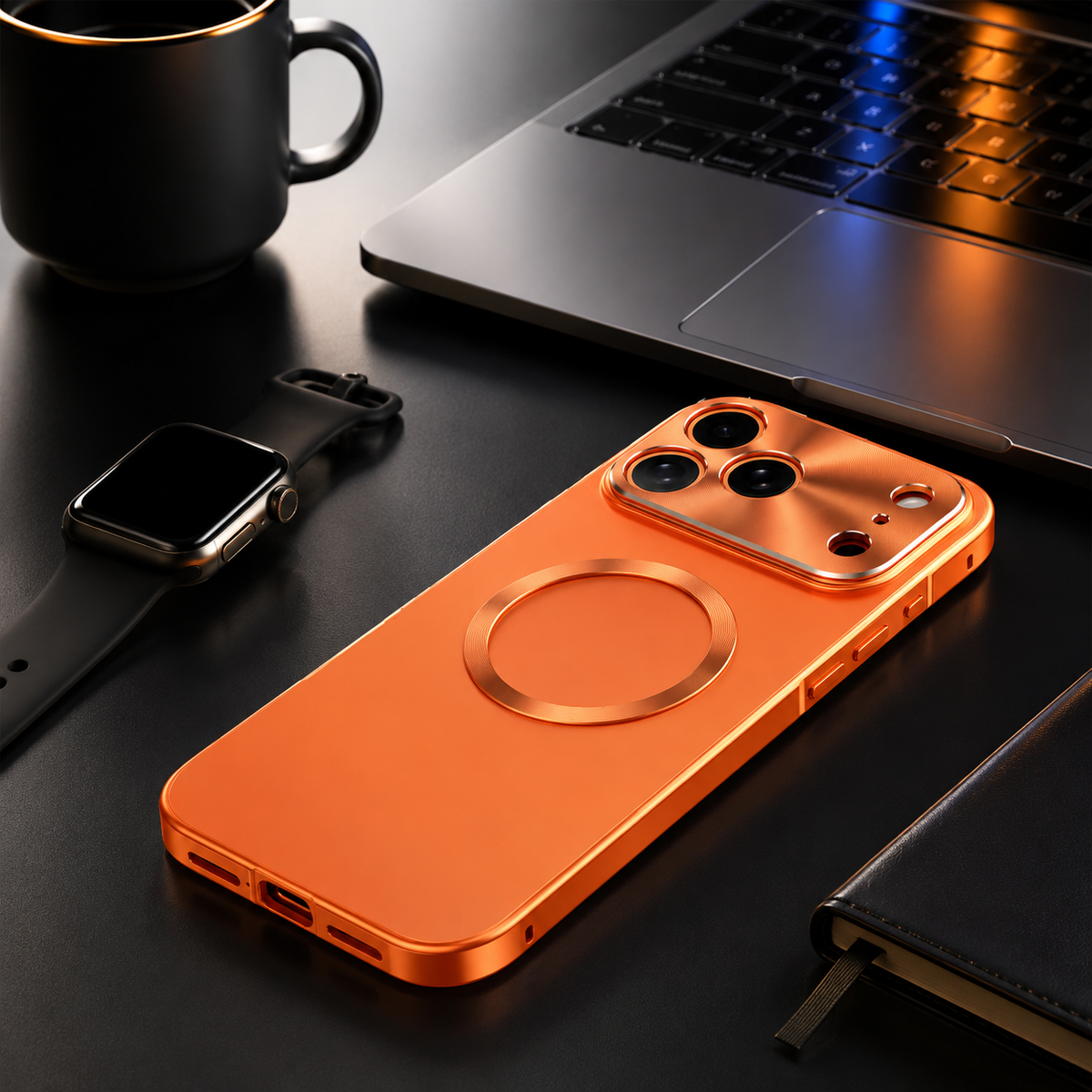 Premium iPhone Case Magnetic Aluminum Alloy Frame Frosted PC Backplate Ultra Thin Shockproof Anti Scratch Matte Non Slip Protective Cover