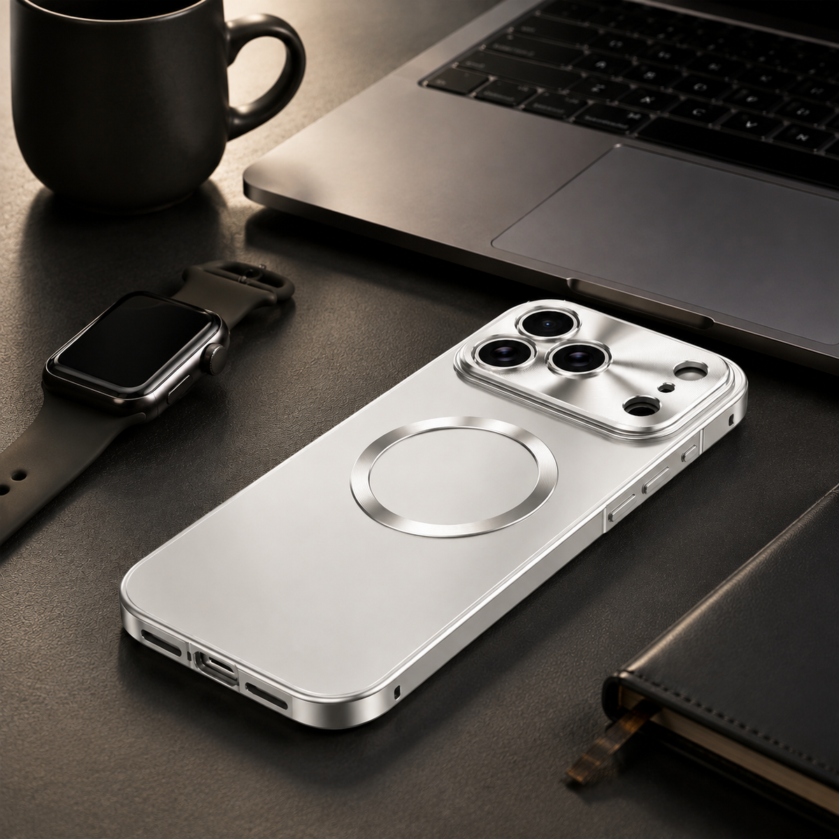 Premium iPhone Case Magnetic Aluminum Alloy Frame Frosted PC Backplate Ultra Thin Shockproof Anti Scratch Matte Non Slip Protective Cover