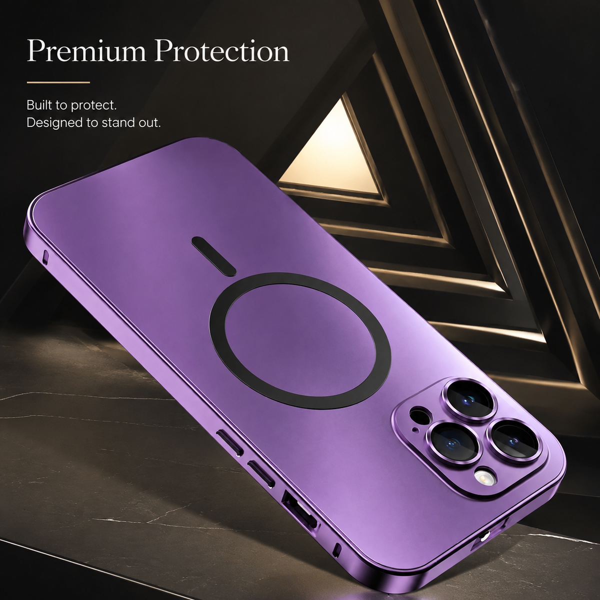 Premium iPhone Case Magnetic Aluminum Alloy Frame Hard PC Back Cover MagSafe Compatible Shockproof Matte Anti Fingerprint Slim Protective Design