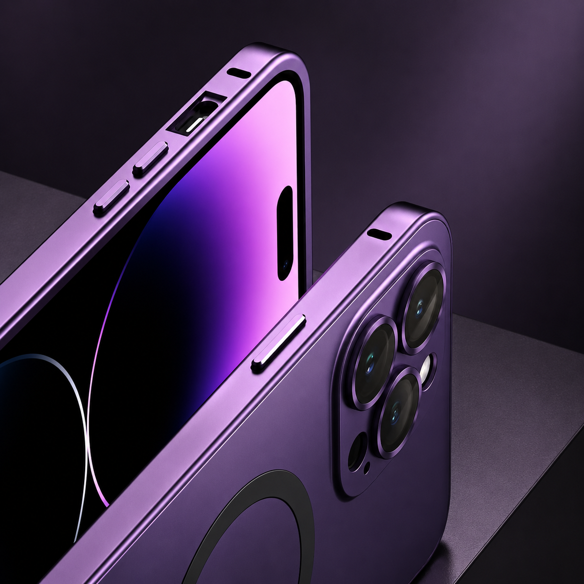 Premium iPhone Case Magnetic Aluminum Alloy Frame Hard PC Back Cover MagSafe Compatible Shockproof Matte Anti Fingerprint Slim Protective Design