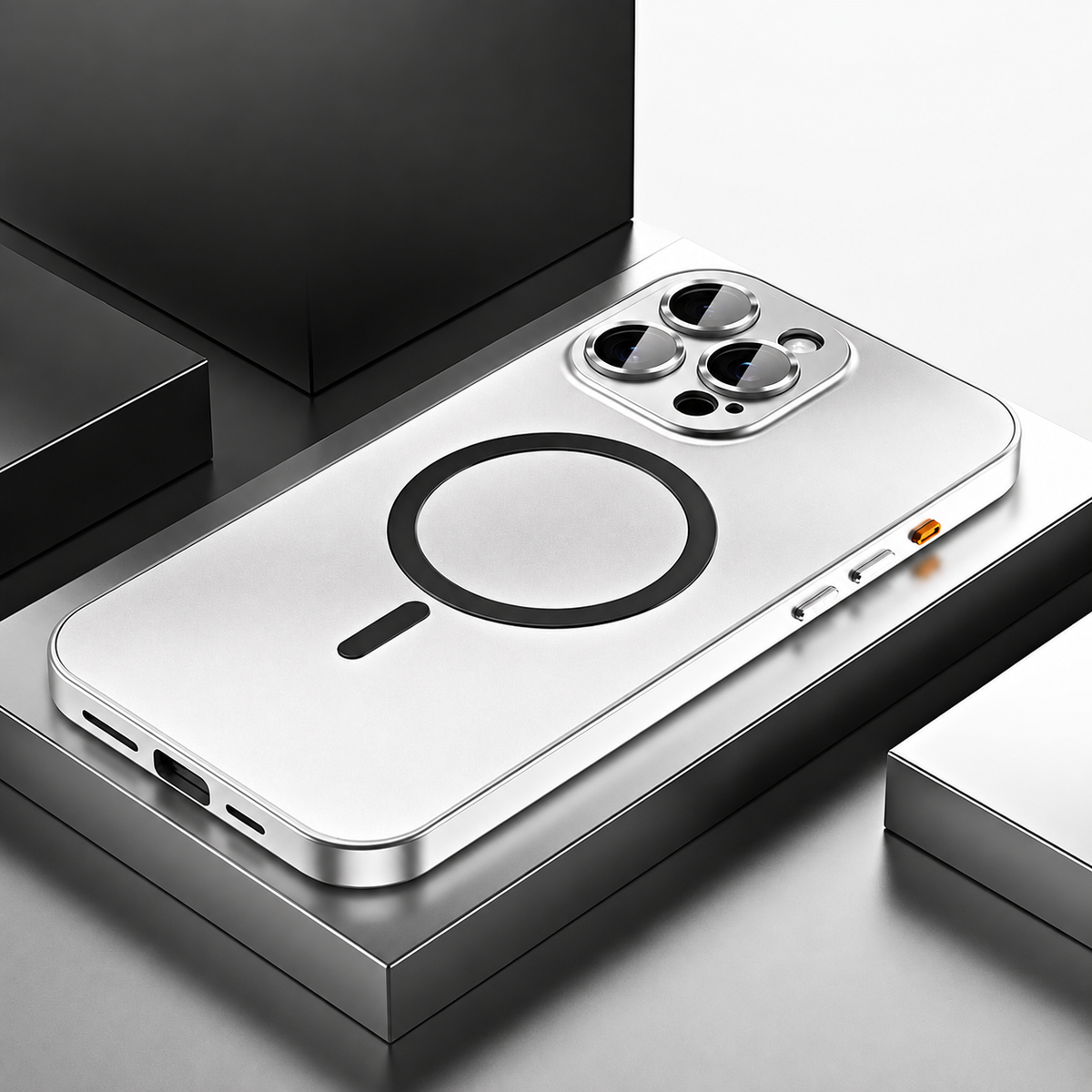 Premium iPhone Case Magnetic Aluminum Alloy Frame Hard PC Back Cover MagSafe Compatible Shockproof Matte Anti Fingerprint Slim Protective Design