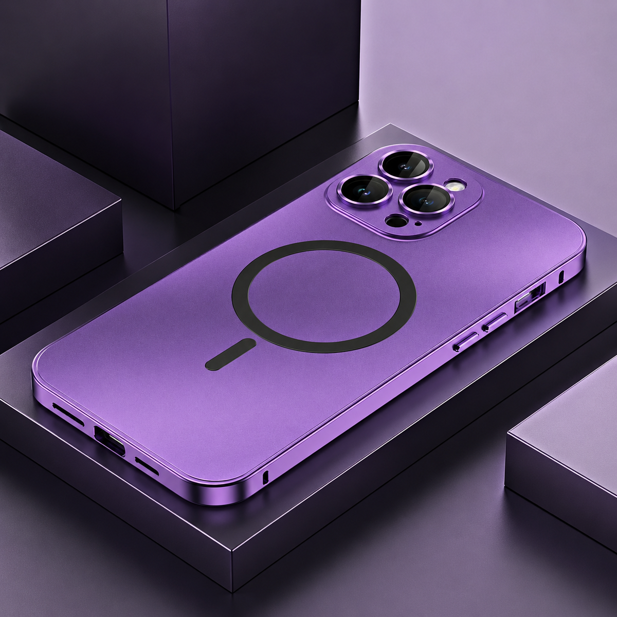 Premium iPhone Case Magnetic Aluminum Alloy Frame Hard PC Back Cover MagSafe Compatible Shockproof Matte Anti Fingerprint Slim Protective Design
