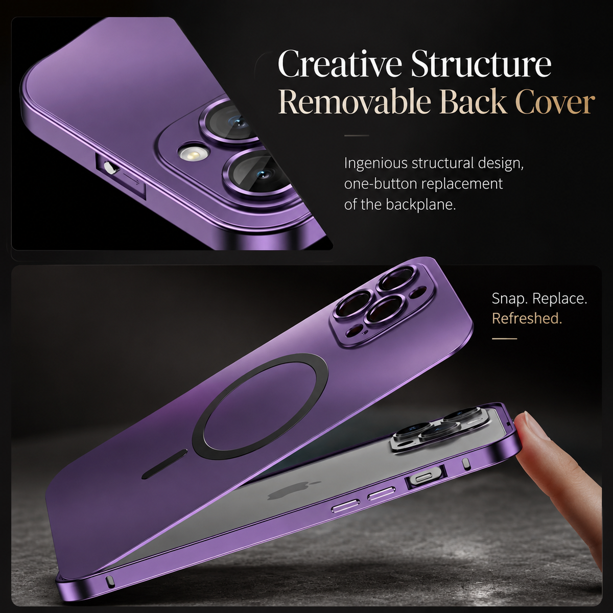 Premium iPhone Case Magnetic Aluminum Alloy Frame Hard PC Back Cover MagSafe Compatible Shockproof Matte Anti Fingerprint Slim Protective Design