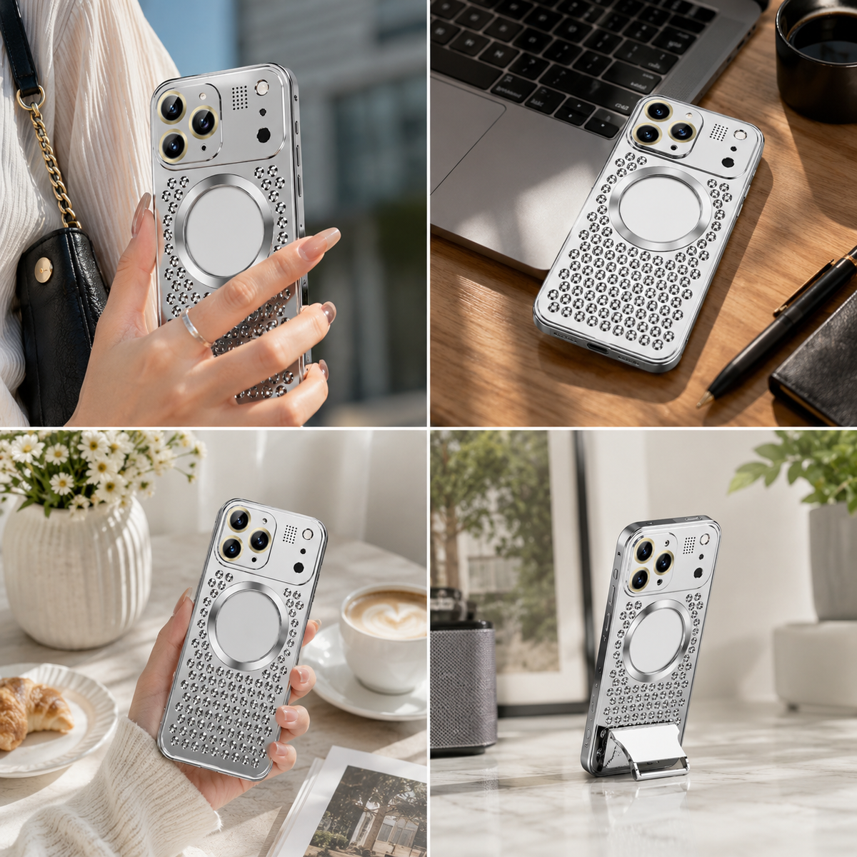 Premium iPhone Case Magnetic Aluminum Alloy Frame Shockproof Protective Cover Heat Dissipation Metal Design Camera Lens Guard Anti Fall Slim Lightweight