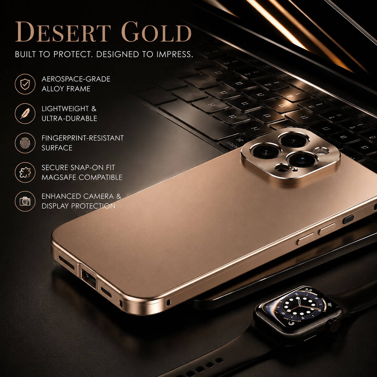 Premium iPhone Case Magnetic Aluminum Frame Shockproof Protective Cover Camera Lens Protection Wireless Charging Anti Scratch Slim Metal Full Coverage