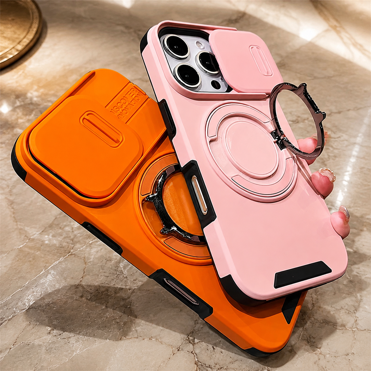 Premium iPhone Case Magnetic Bracket Shockproof PC Acrylic Heavy Duty Rugged Armor Anti Scratch Anti Fingerprint Non Slip Stand Protective Cover