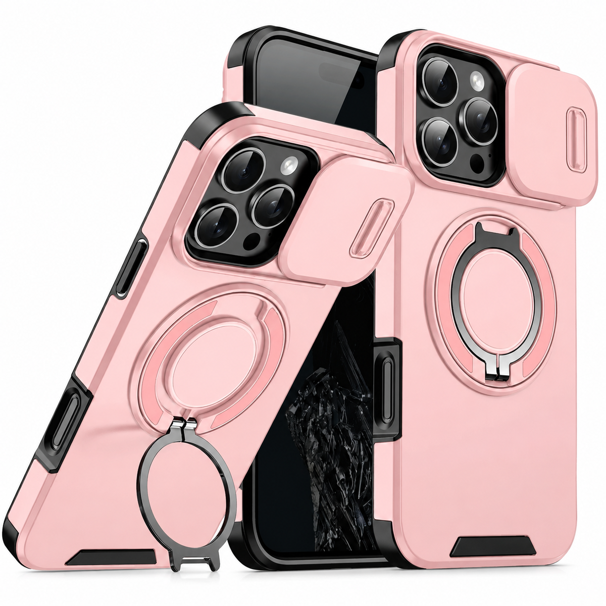 Premium iPhone Case Magnetic Bracket Shockproof PC Acrylic Heavy Duty Rugged Armor Anti Scratch Anti Fingerprint Non Slip Stand Protective Cover