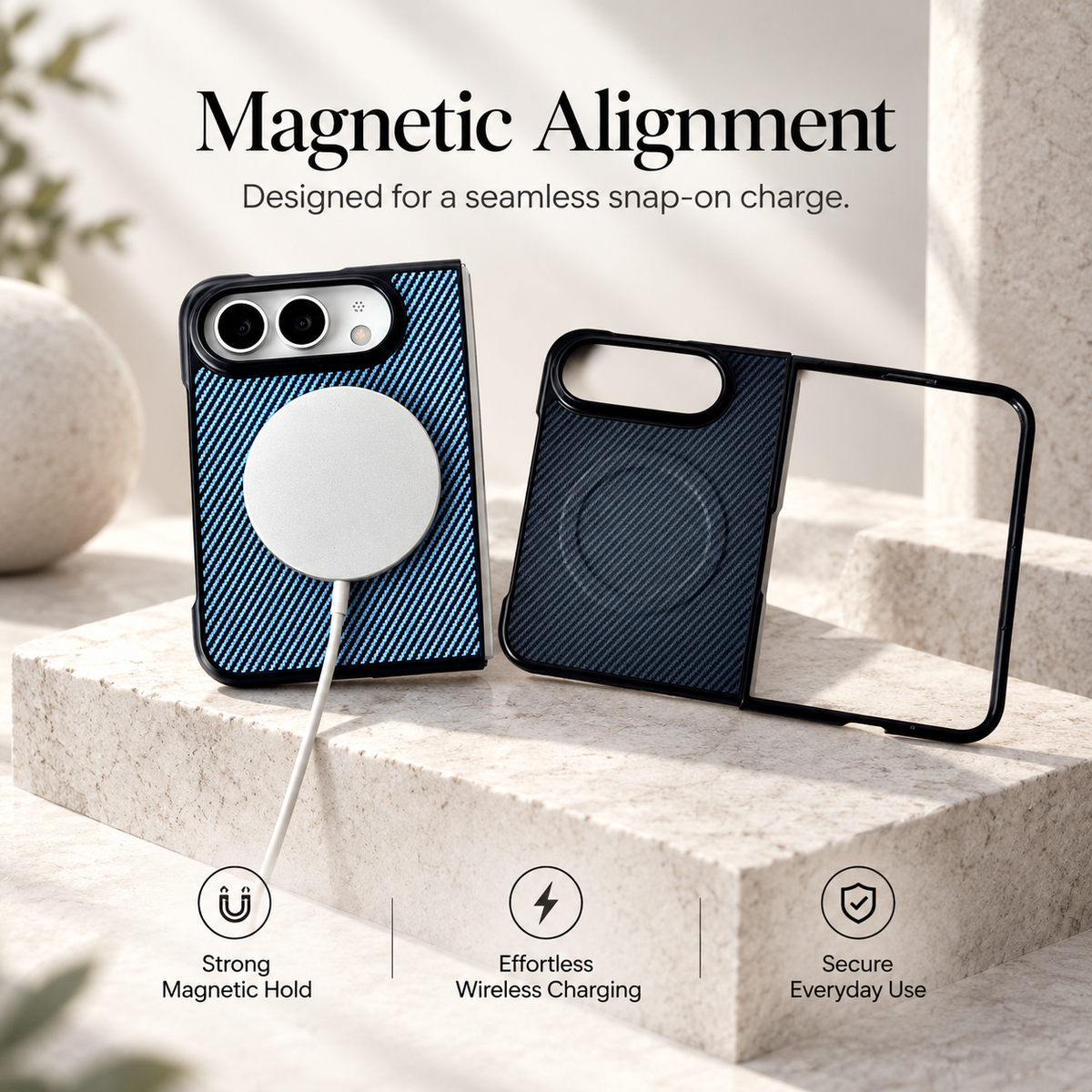 Premium iPhone Case Magnetic Carbon Fiber Pattern Soft TPU MagSafe Foldable Cover Shockproof Anti Knock Slim Non Slip Durable Protective Phone Cover Shell Case