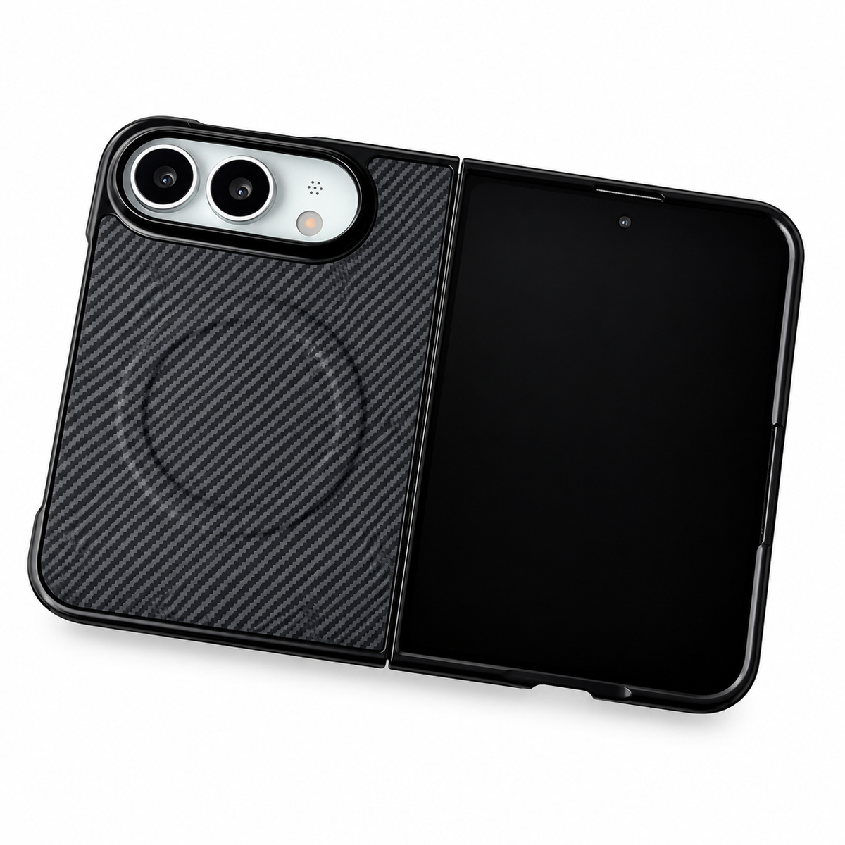 Premium iPhone Case Magnetic Carbon Fiber Pattern Soft TPU MagSafe Foldable Cover Shockproof Anti Knock Slim Non Slip Durable Protective Phone Cover Shell Case