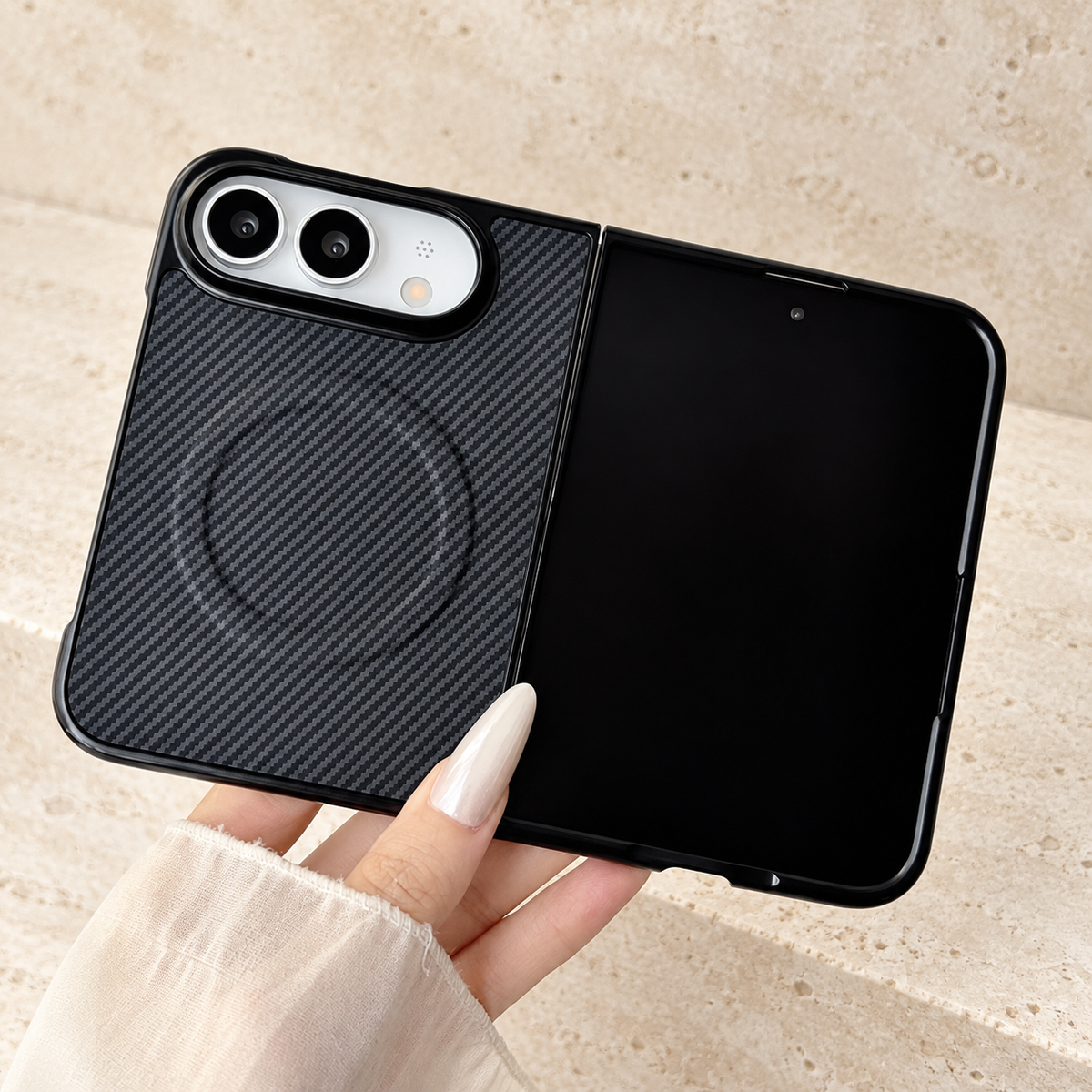 Premium iPhone Case Magnetic Carbon Fiber Pattern Soft TPU MagSafe Shockproof Anti Knock Slim Non Slip Durable Protective Tough Back Phone Cover Shell Case