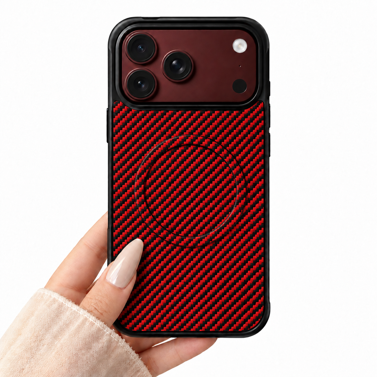 Premium iPhone Case Magnetic Carbon Fiber Pattern Soft TPU MagSafe Shockproof Anti Knock Slim Non Slip Durable Protective Tough Back Phone Cover Shell Case