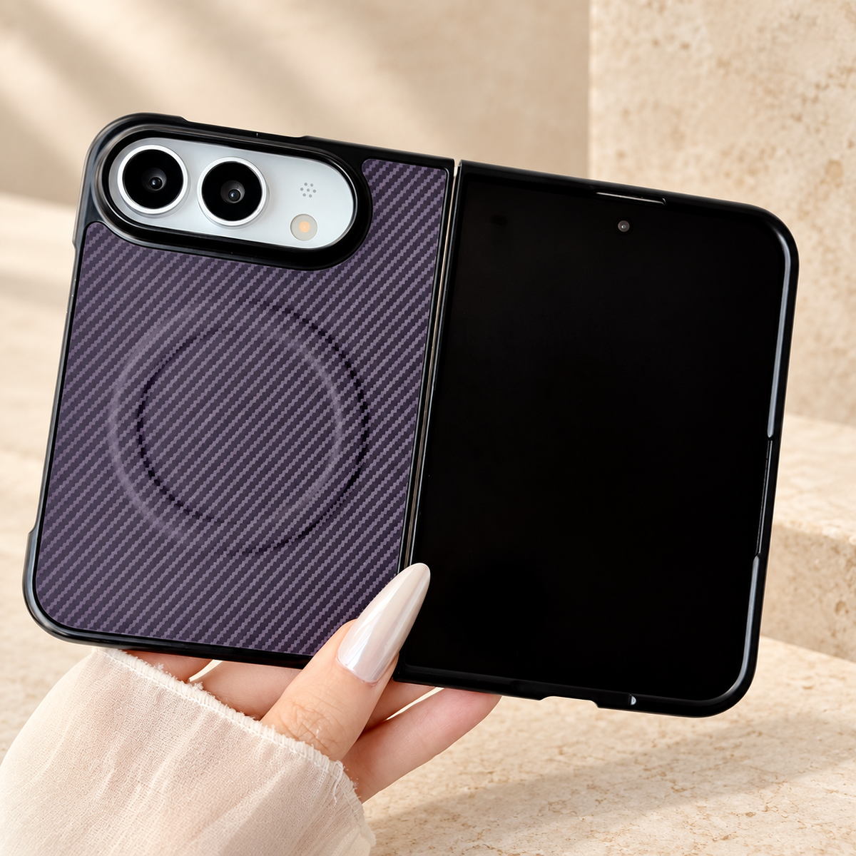 Premium iPhone Case Magnetic Carbon Fiber Pattern Soft TPU MagSafe Shockproof Anti Knock Slim Non Slip Durable Protective Tough Back Phone Cover Shell Case