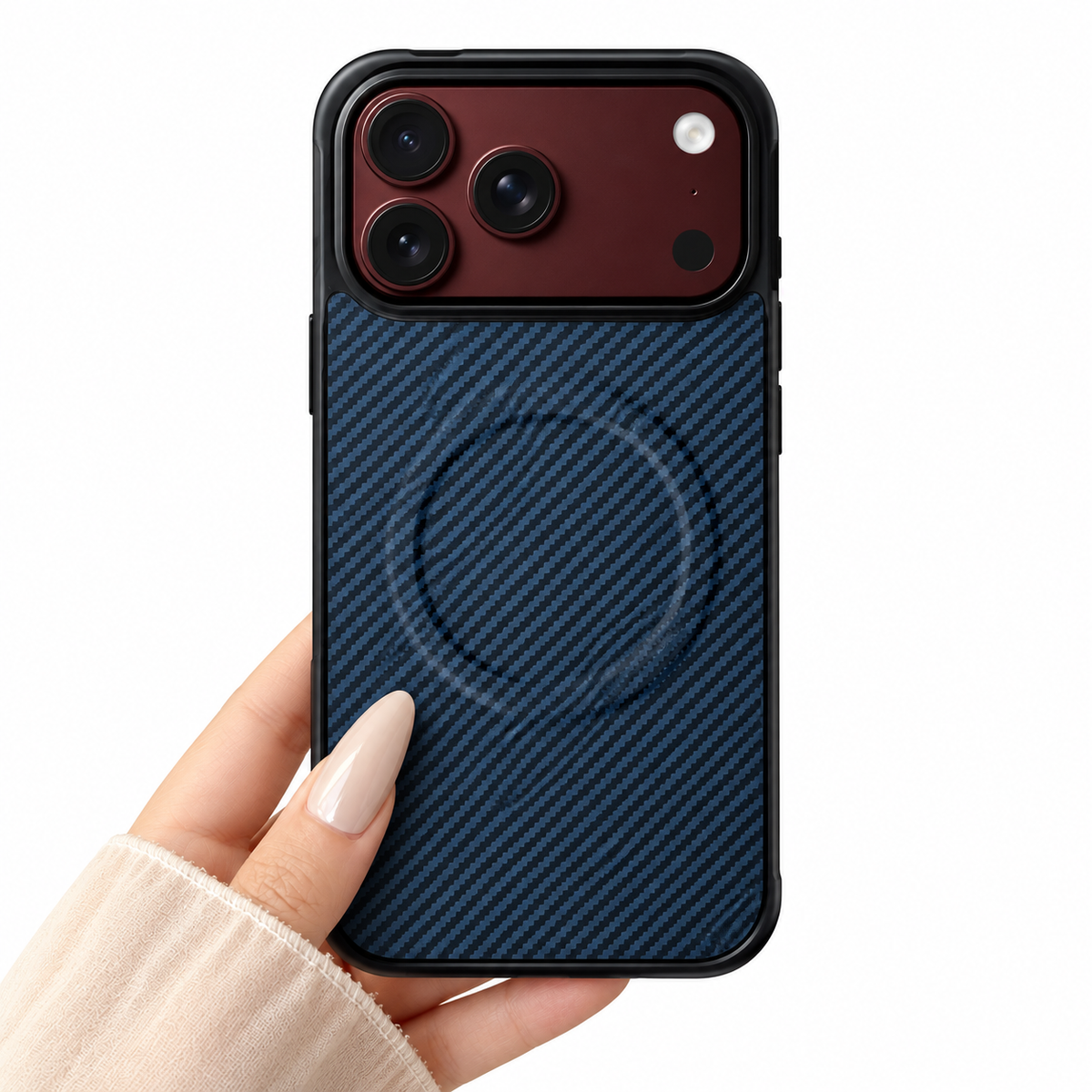 Premium iPhone Case Magnetic Carbon Fiber Pattern Soft TPU MagSafe Shockproof Anti Knock Slim Non Slip Durable Protective Tough Back Phone Cover Shell Case