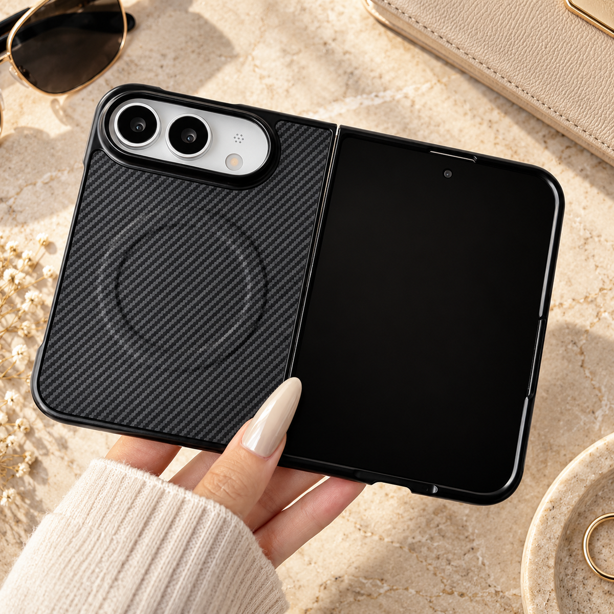 Premium iPhone Case Magnetic Carbon Fiber Pattern Soft TPU Shockproof Anti Knock Slim Protective Durable Non Slip Wireless Charging Phone Cover Shell Case