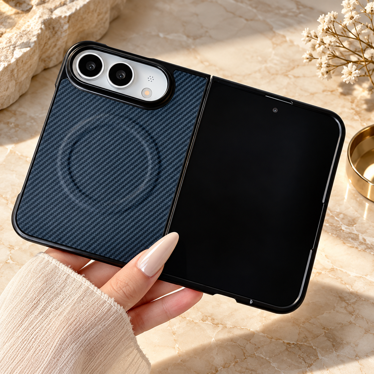 Premium iPhone Case Magnetic Carbon Fiber Pattern Soft TPU Shockproof Anti Knock Slim Protective Durable Non Slip Wireless Charging Phone Cover Shell Case