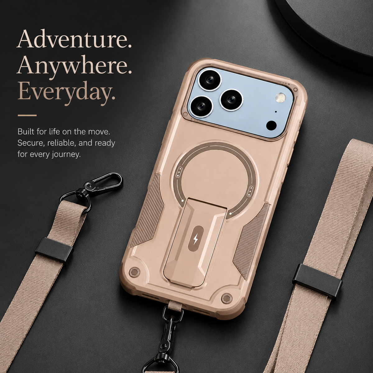 Premium iPhone Case Magnetic Crossbody Lanyard Shockproof Protective Cover Hidden Stand Silicone Anti Scratch Non Slip Dustproof Slim Rugged Case
