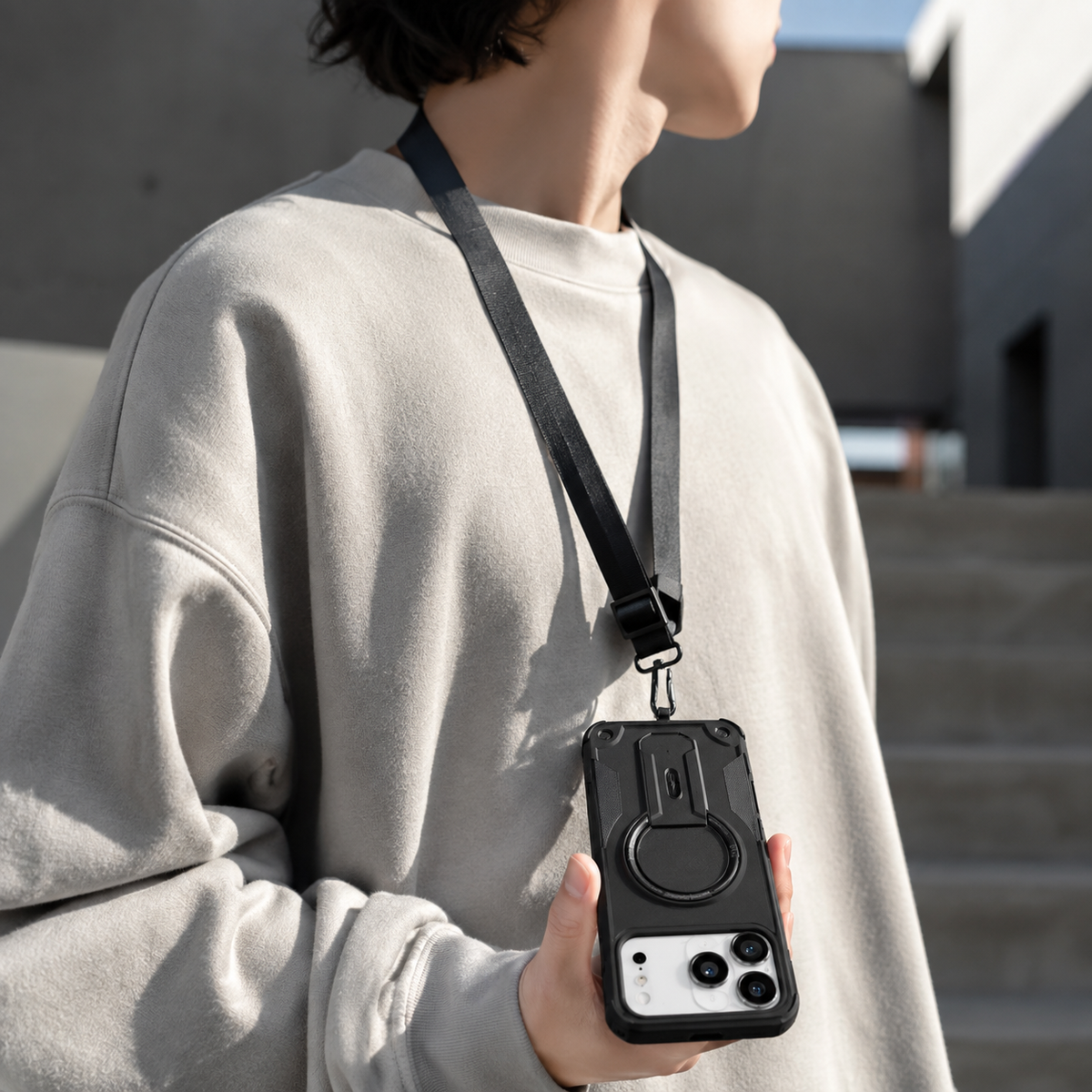 Premium iPhone Case Magnetic Crossbody Lanyard Shockproof Protective Cover Hidden Stand Silicone Anti Scratch Non Slip Dustproof Slim Rugged Case