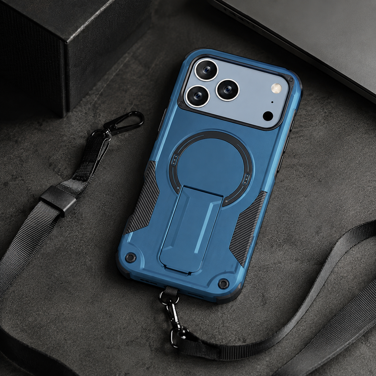 Premium iPhone Case Magnetic Crossbody Lanyard Shockproof Protective Cover Hidden Stand Silicone Anti Scratch Non Slip Dustproof Slim Rugged Case