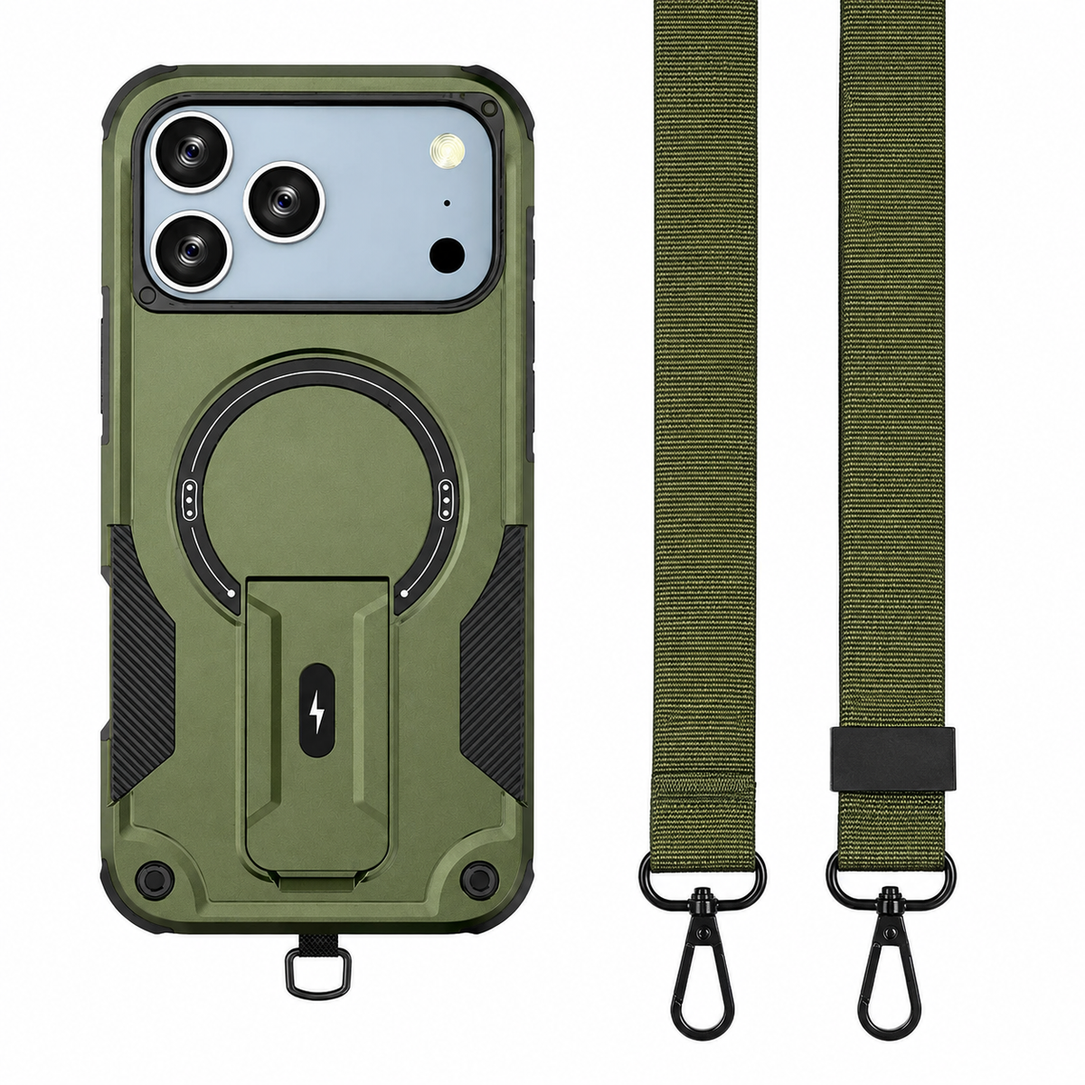 Premium iPhone Case Magnetic Crossbody Lanyard Shockproof Protective Cover Hidden Stand Silicone Anti Scratch Non Slip Dustproof Slim Rugged Case