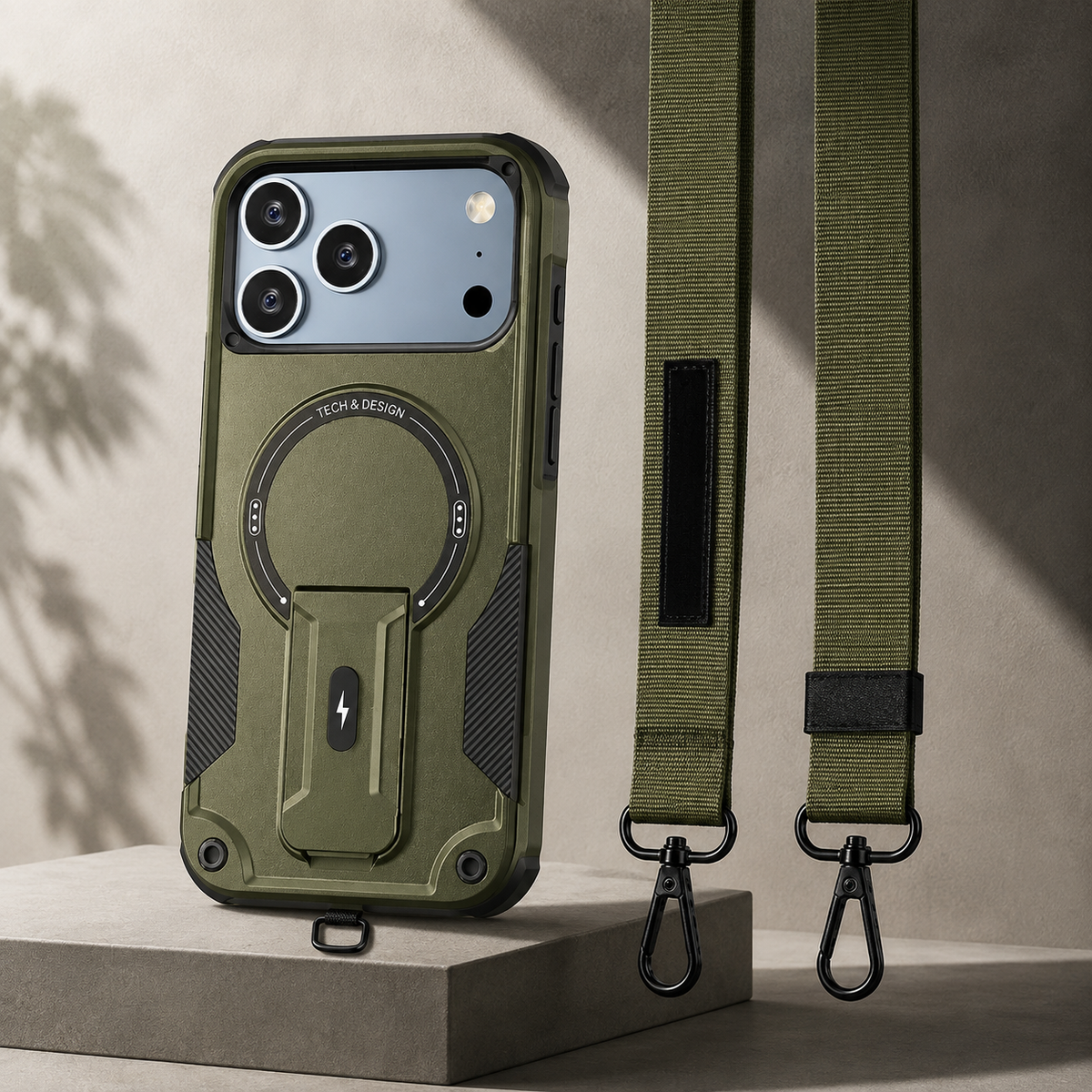 Premium iPhone Case Magnetic Crossbody Lanyard Shockproof Protective Cover Hidden Stand Silicone Anti Scratch Non Slip Dustproof Slim Rugged Case