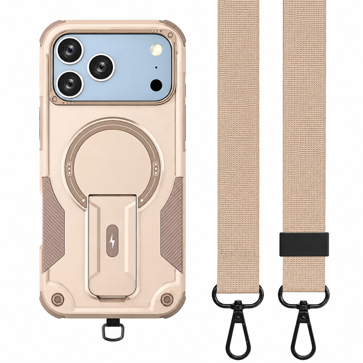 Premium iPhone Case Magnetic Crossbody Lanyard Shockproof Protective Cover Hidden Stand Silicone Anti Scratch Non Slip Dustproof Slim Rugged Case