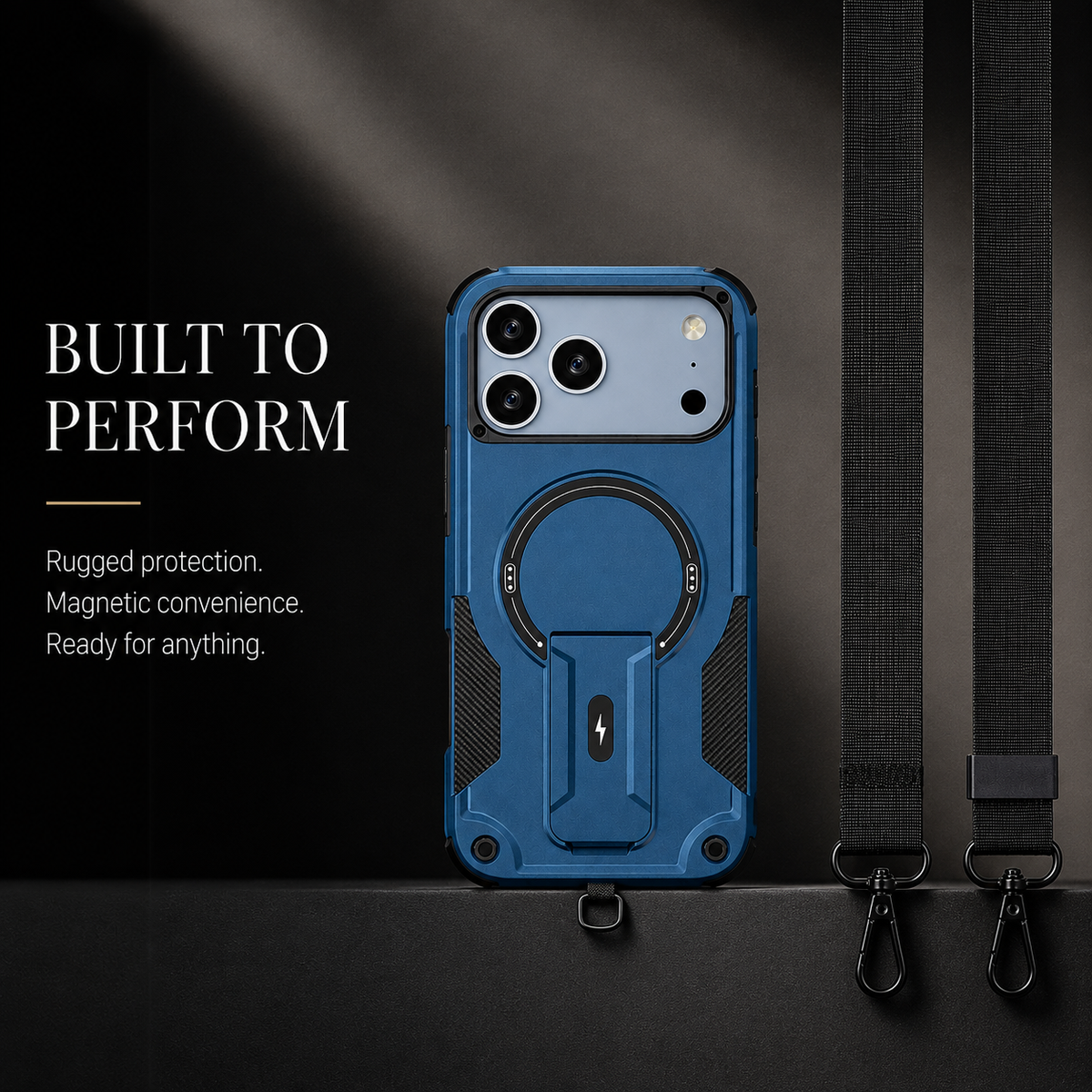 Premium iPhone Case Magnetic Crossbody Lanyard Shockproof Protective Cover Hidden Stand Silicone Anti Scratch Non Slip Dustproof Slim Rugged Case