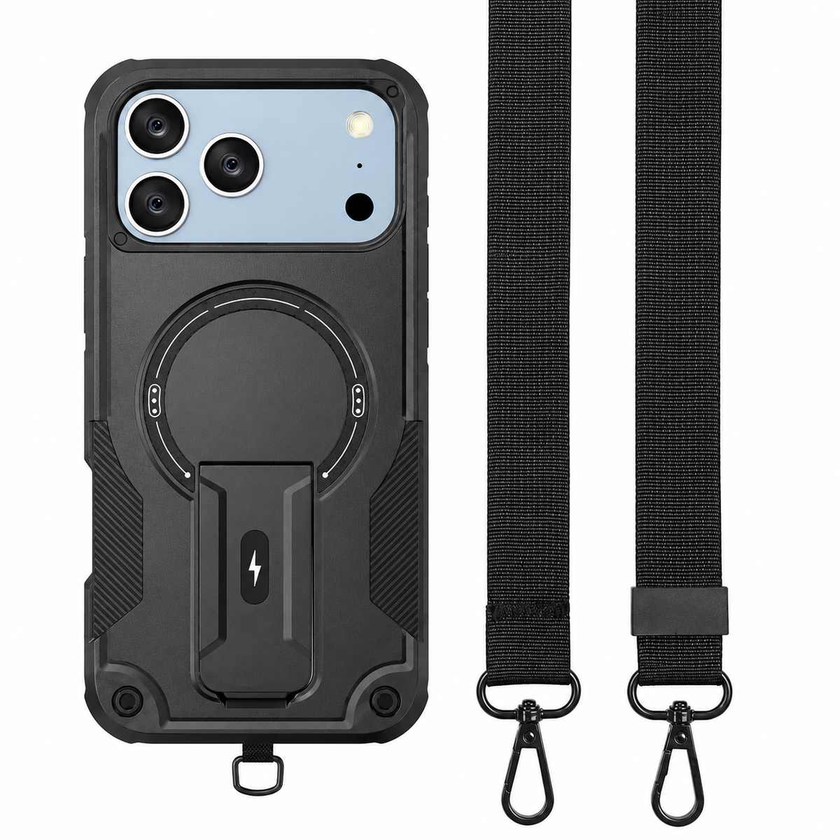 Premium iPhone Case Magnetic Crossbody Lanyard Shockproof Protective Cover Hidden Stand Silicone Anti Scratch Non Slip Dustproof Slim Rugged Case