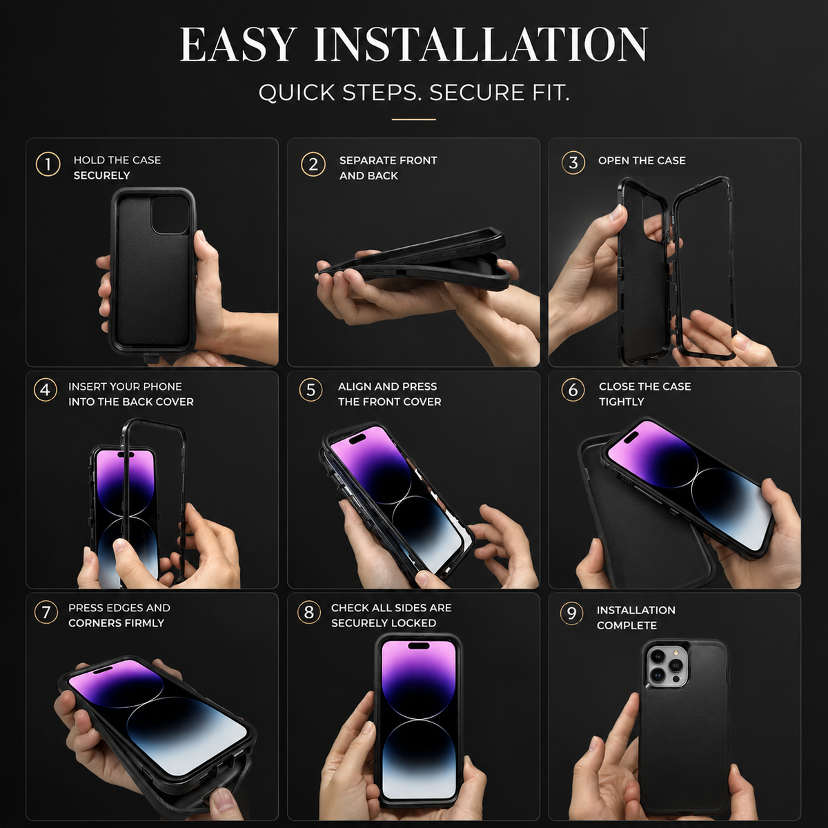 Premium iPhone Case Magnetic Defender Shockproof TPU PC Armor Belt Clip Holder MagSafe Compatible Full Port Protection Non Slip Heavy Duty Cover Style