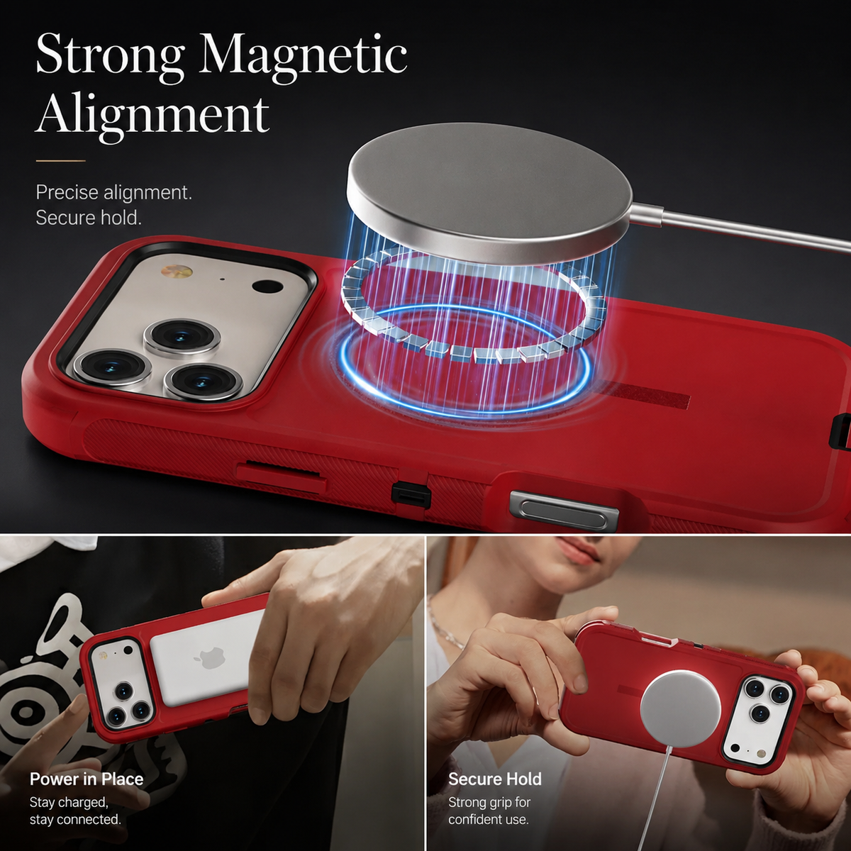 Premium iPhone Case Magnetic Defender Shockproof TPU PC Armor Belt Clip Holder MagSafe Compatible Full Port Protection Non Slip Heavy Duty Cover Style