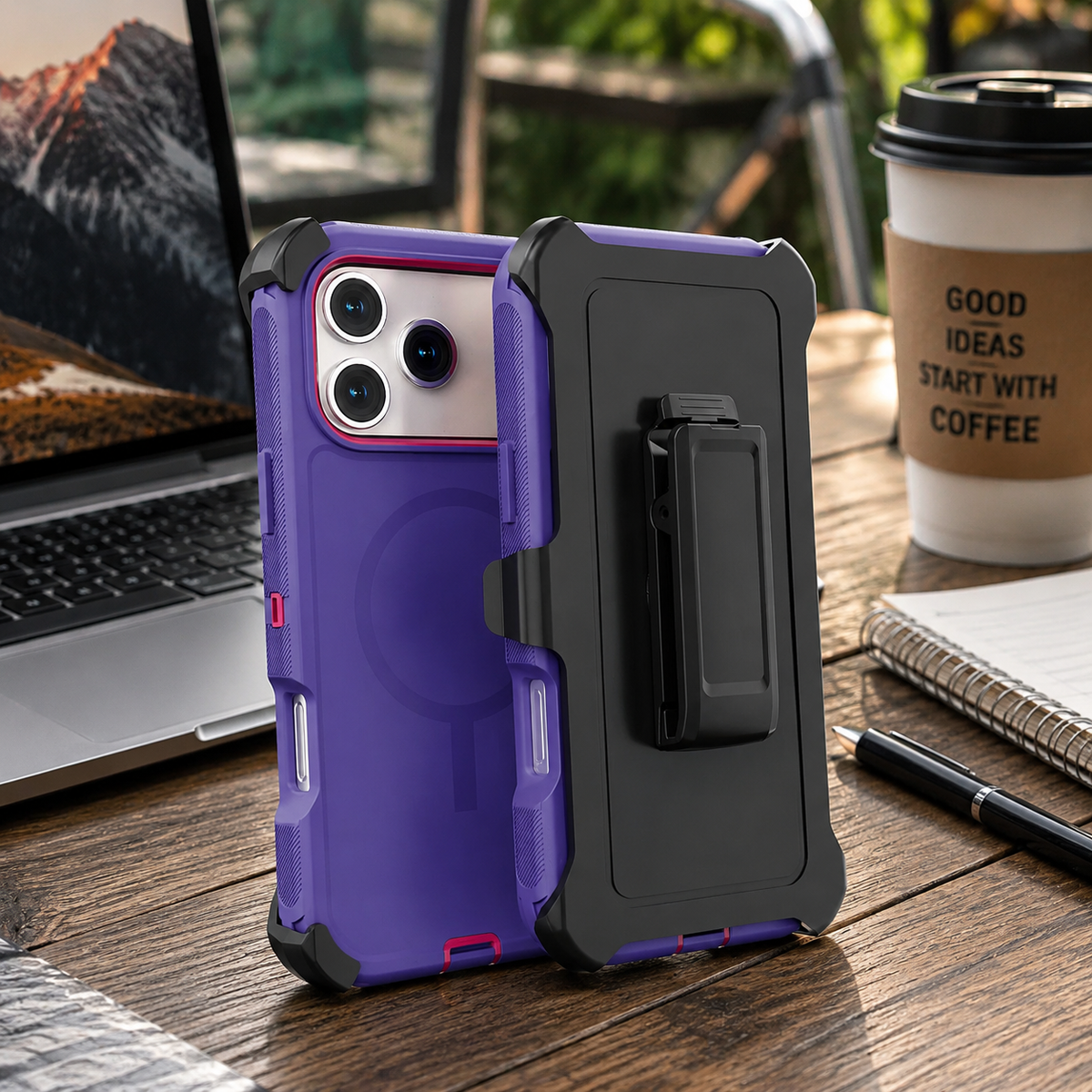 Premium iPhone Case Magnetic Defender Shockproof TPU PC Armor Belt Clip Holder MagSafe Compatible Full Port Protection Non Slip Heavy Duty Cover Style