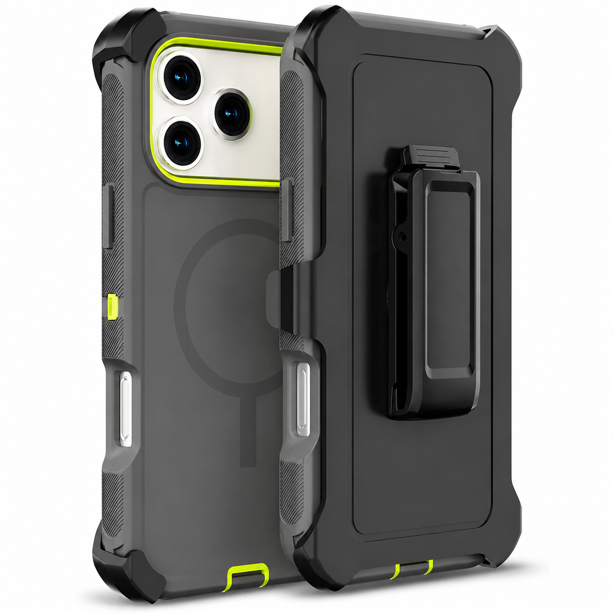 Premium iPhone Case Magnetic Defender Shockproof TPU PC Armor Belt Clip Holder MagSafe Compatible Full Port Protection Non Slip Heavy Duty Cover Style