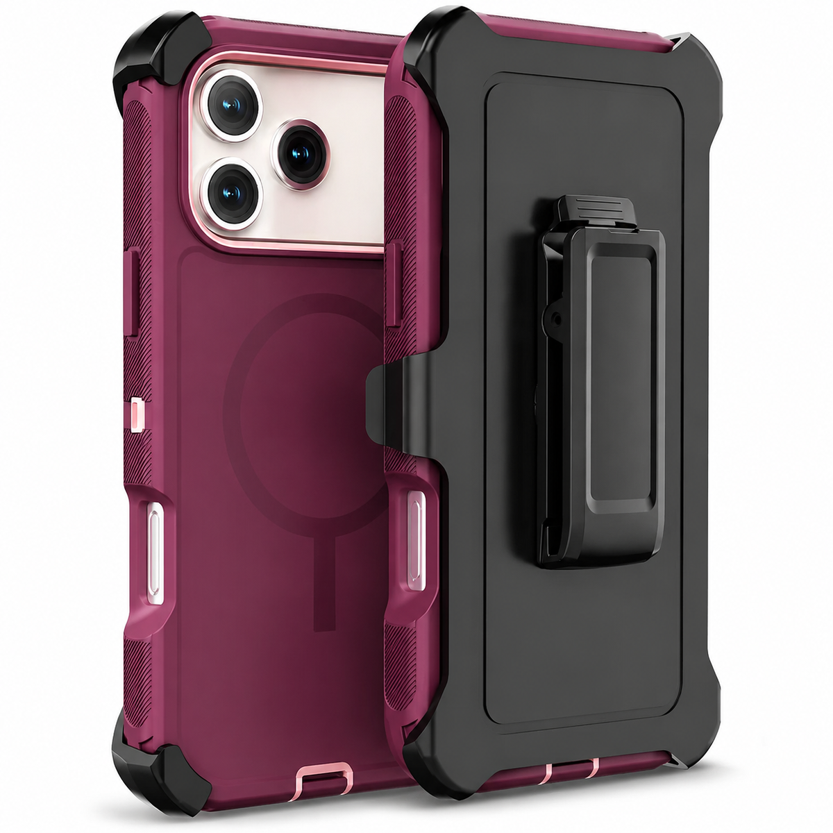 Premium iPhone Case Magnetic Defender Shockproof TPU PC Armor Belt Clip Holder MagSafe Compatible Full Port Protection Non Slip Heavy Duty Cover Style
