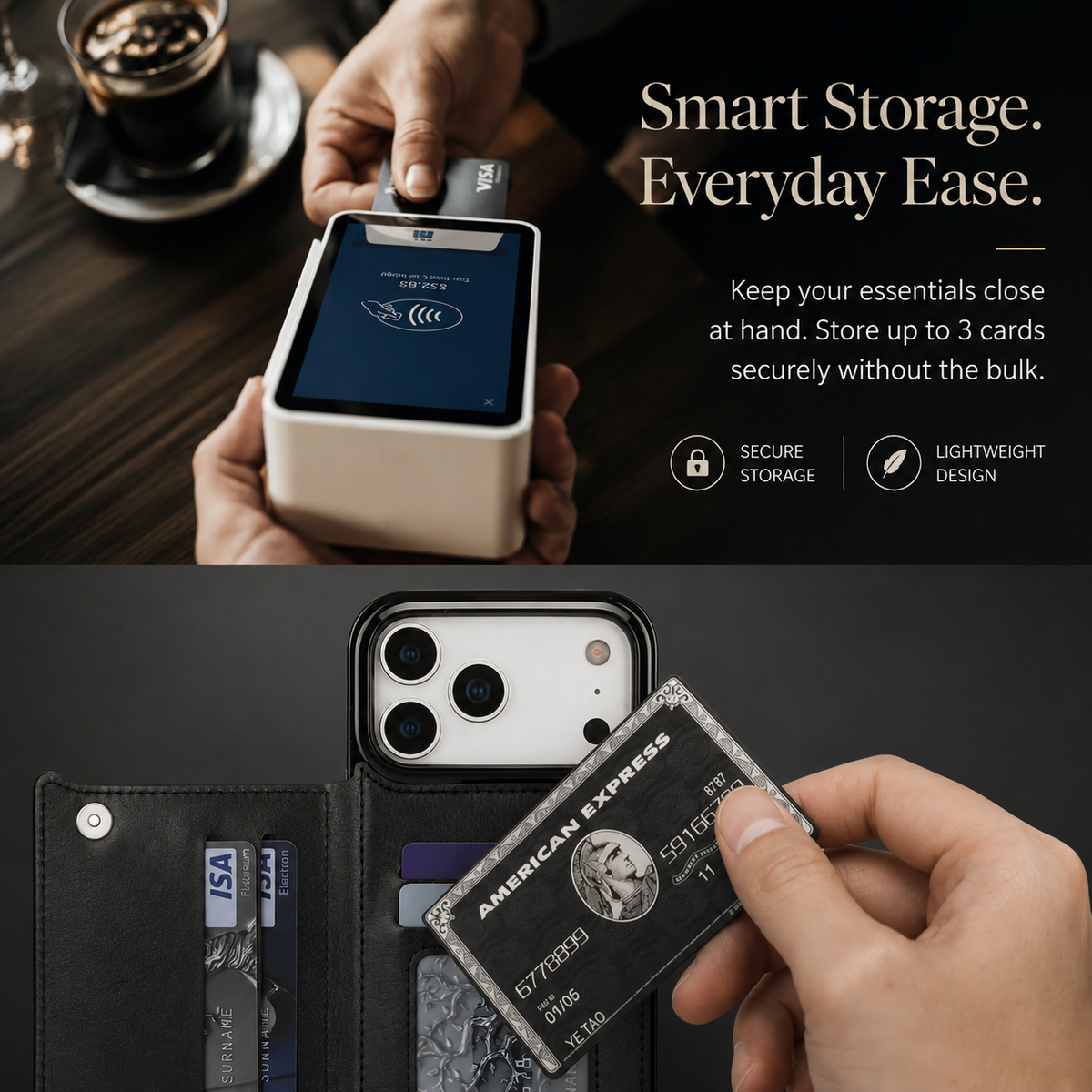 Premium iPhone Case Magnetic Flip Wallet Cover Faux Leather Card Holder Kickstand Shockproof Full Body Camera Lens Guard Slim Design