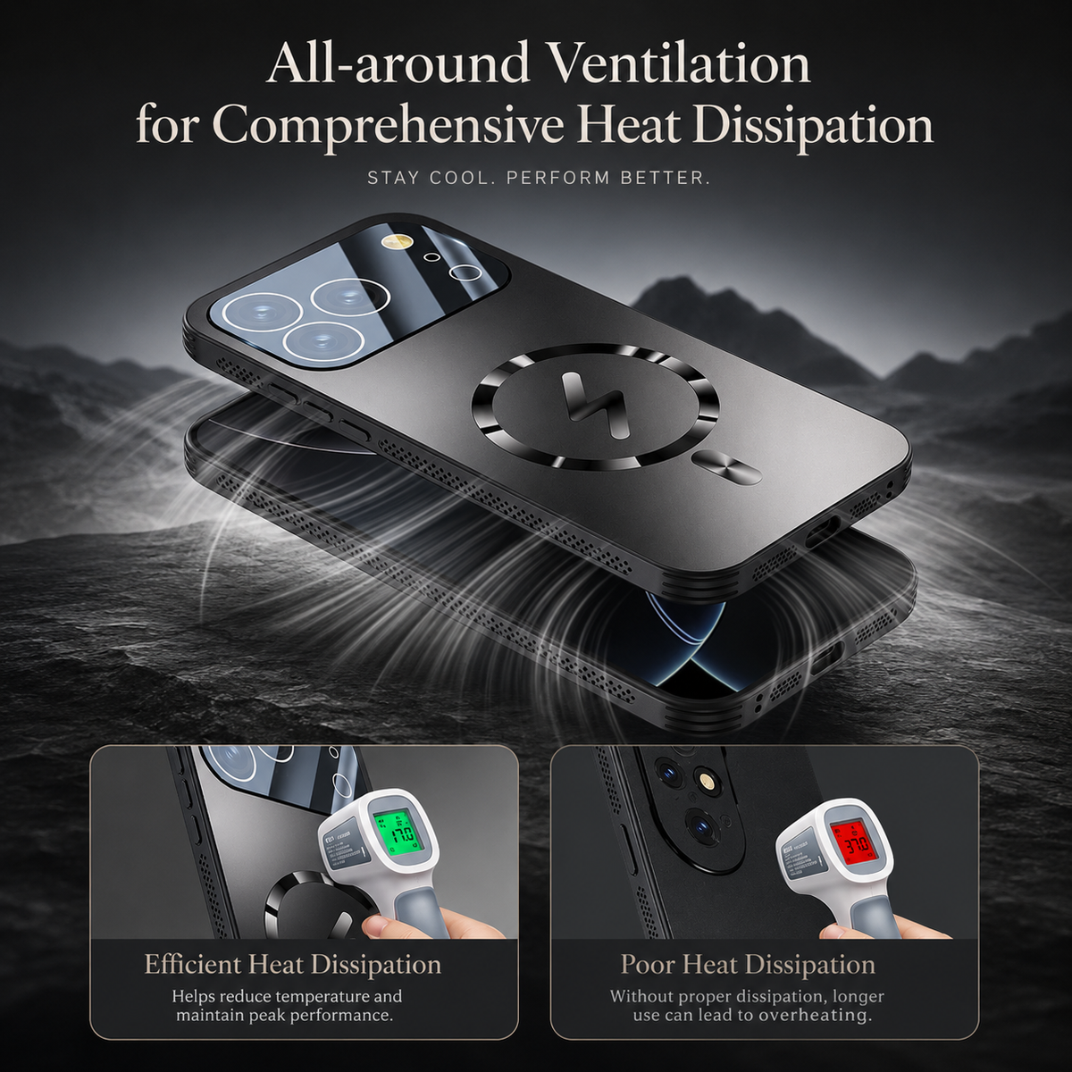 Premium iPhone Case Magnetic Frosted Heat Dissipation Protective Cover Camera Lens Protection Anti Scratch Slim Full Coverage Cooling Matte Case Design