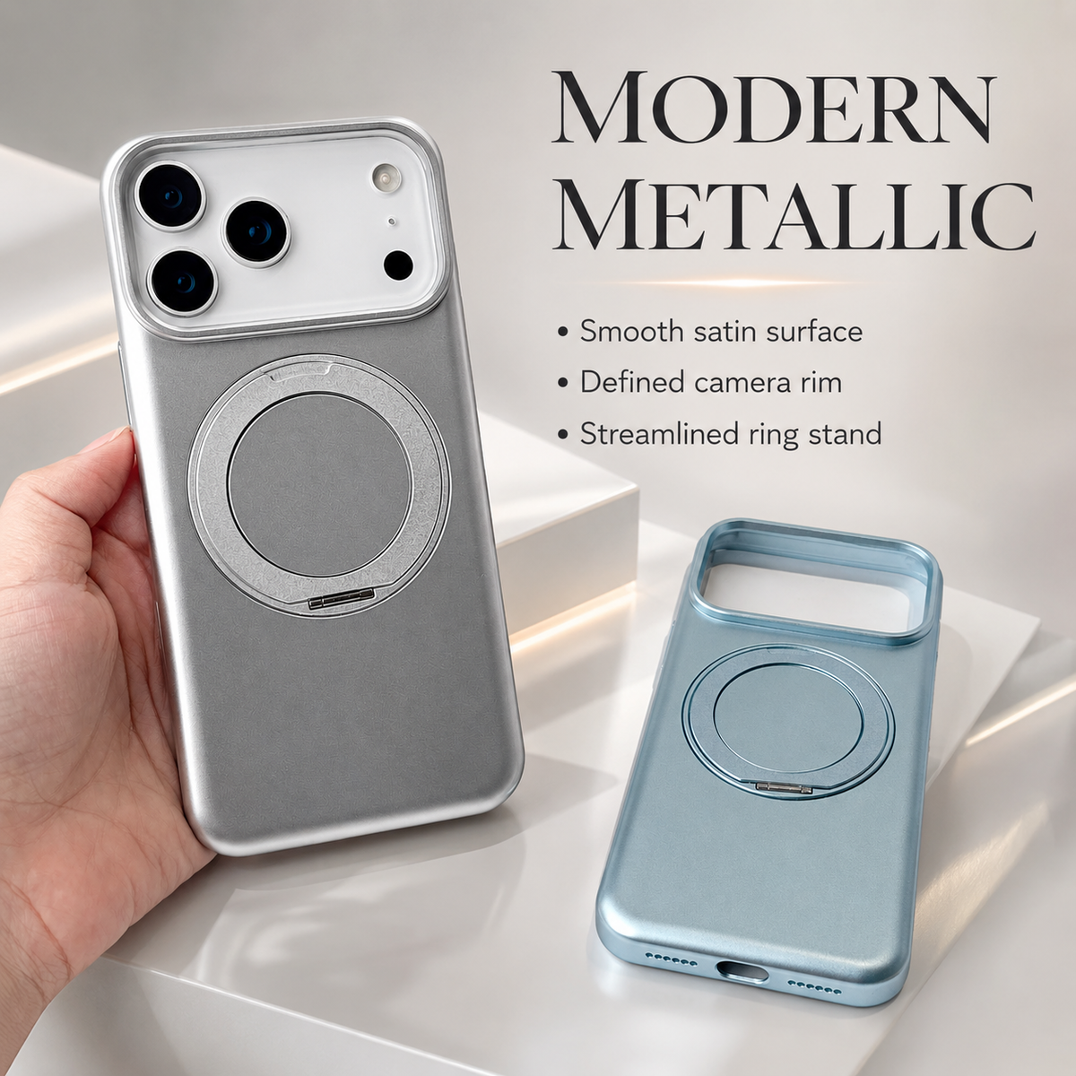 Premium iPhone Case Magnetic Holder 360 Rotating Stand MagSafe Original Color Hard PC Shell Shockproof Slim Anti Drop Durable Protective Phone Cover Case
