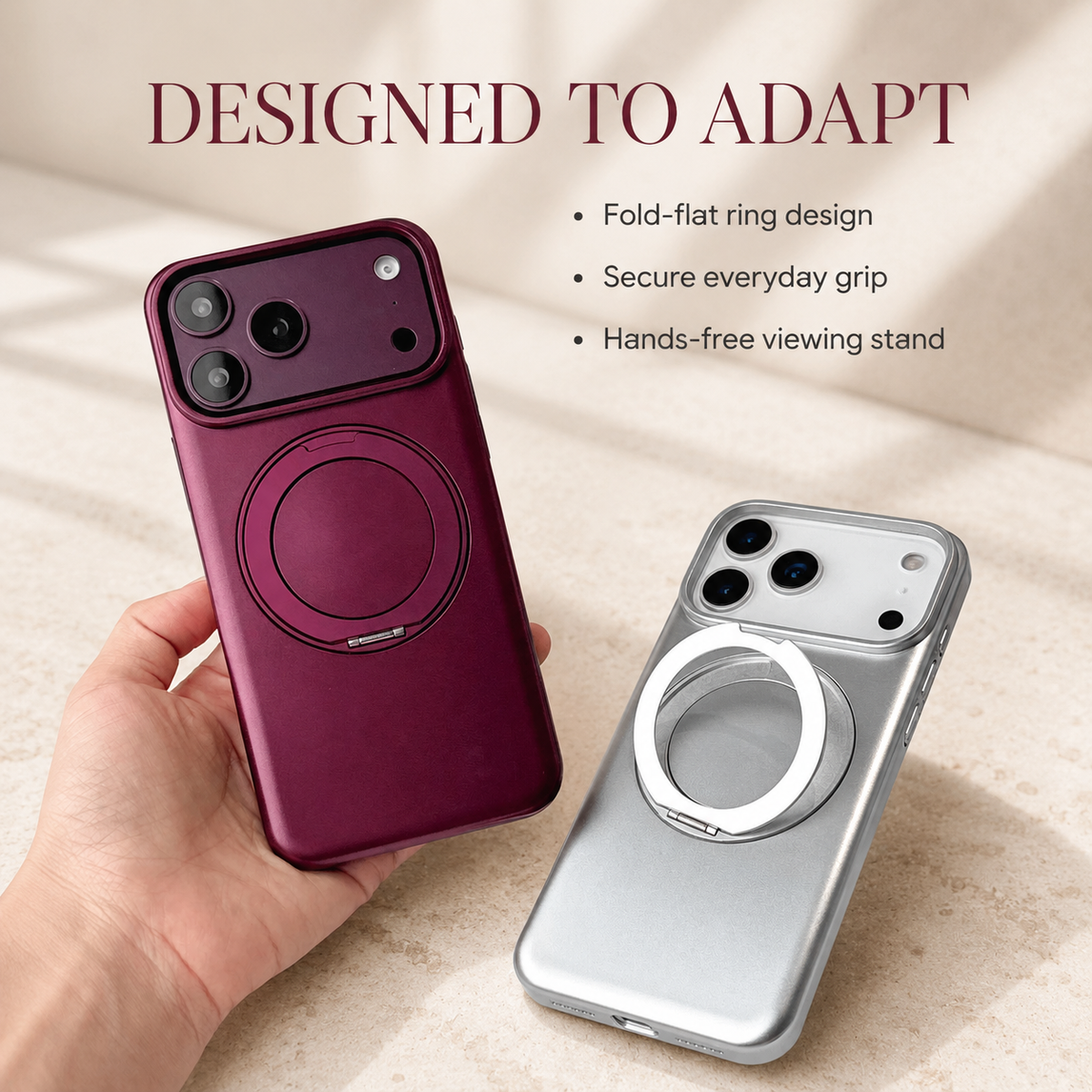 Premium iPhone Case Magnetic Holder 360 Rotating Stand MagSafe Original Color Hard PC Shell Shockproof Slim Anti Drop Durable Protective Phone Cover Case