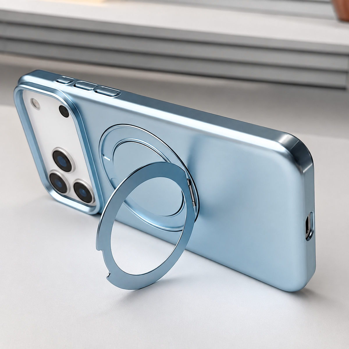 Premium iPhone Case Magnetic Holder 360 Rotating Stand MagSafe Original Color Hard PC Shell Shockproof Slim Anti Drop Durable Protective Phone Cover Case