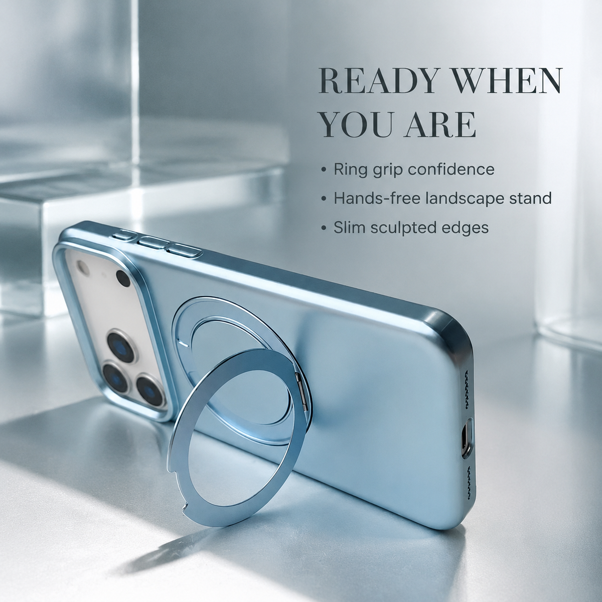 Premium iPhone Case Magnetic Holder 360 Rotating Stand MagSafe Original Color Hard PC Shell Shockproof Slim Anti Drop Durable Protective Phone Cover Case