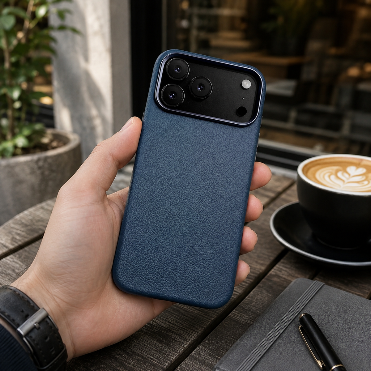 Premium iPhone Case Magnetic Leather Cover Metal Camera Protection Shockproof Anti Fingerprint Full Coverage MagSafe Wireless Charging Slim Protective