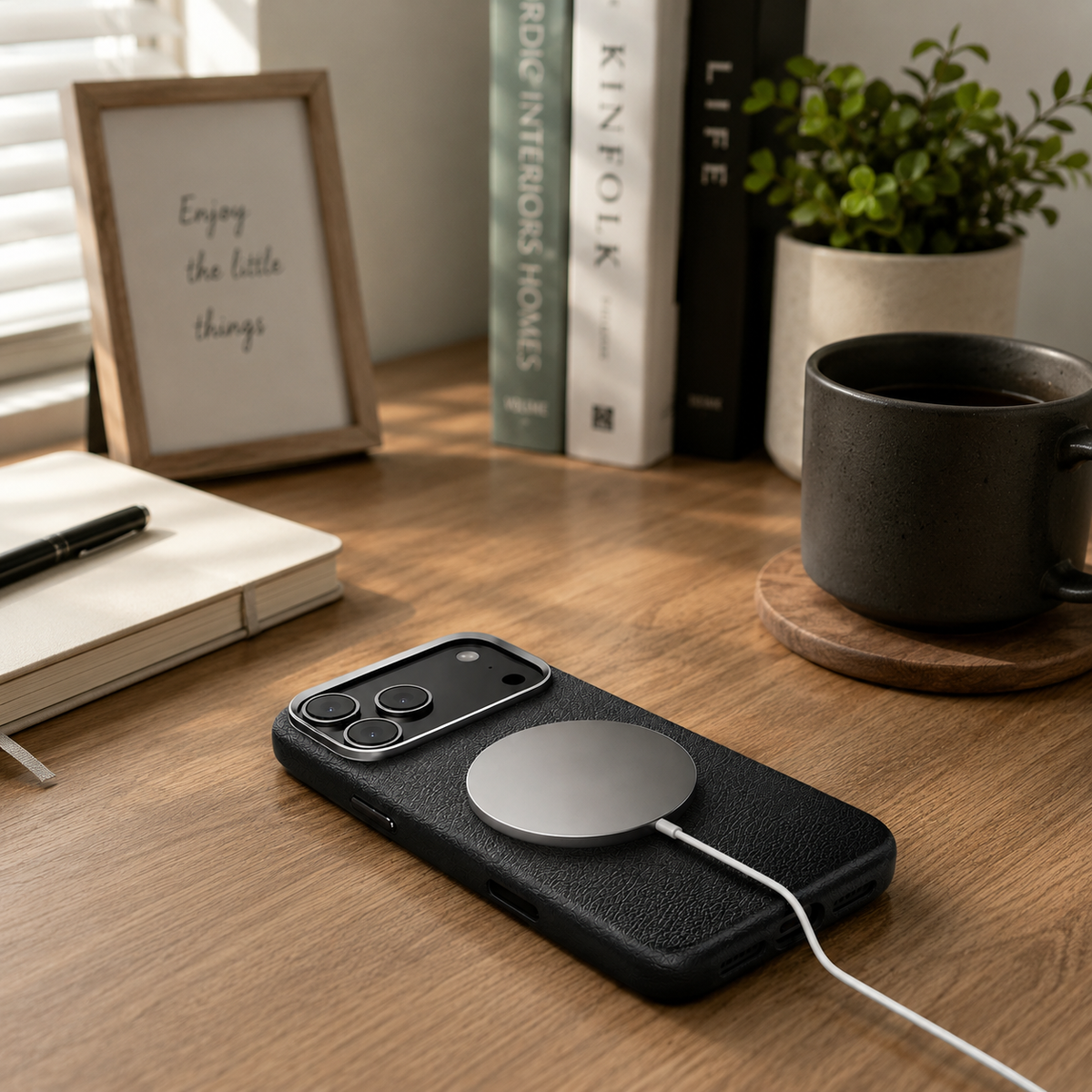 Premium iPhone Case Magnetic Leather Cover Metal Camera Protection Shockproof Anti Fingerprint Full Coverage MagSafe Wireless Charging Slim Protective