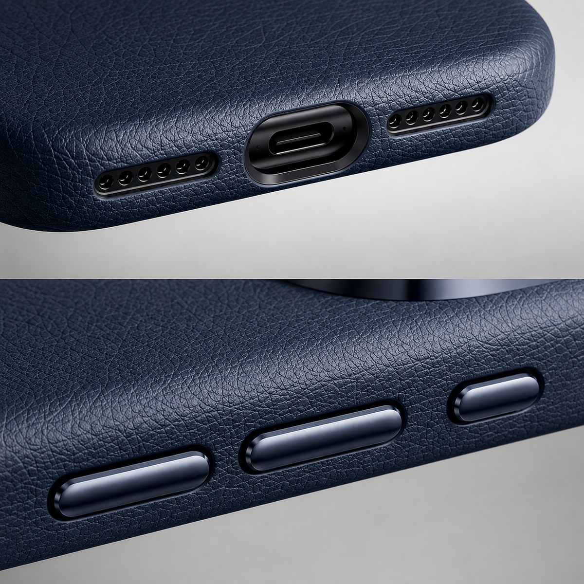 Premium iPhone Case Magnetic Leather Cover Metal Camera Protection Shockproof Anti Fingerprint Full Coverage MagSafe Wireless Charging Slim Protective