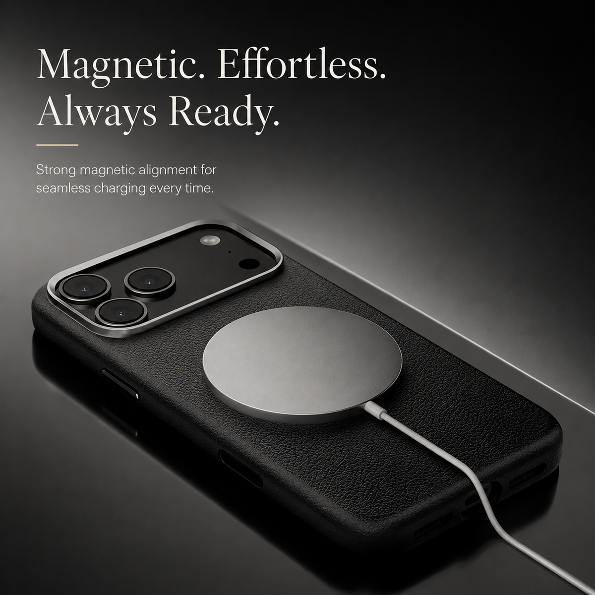 Premium iPhone Case Magnetic Leather Cover Metal Camera Protection Shockproof Anti Fingerprint Full Coverage MagSafe Wireless Charging Slim Protective