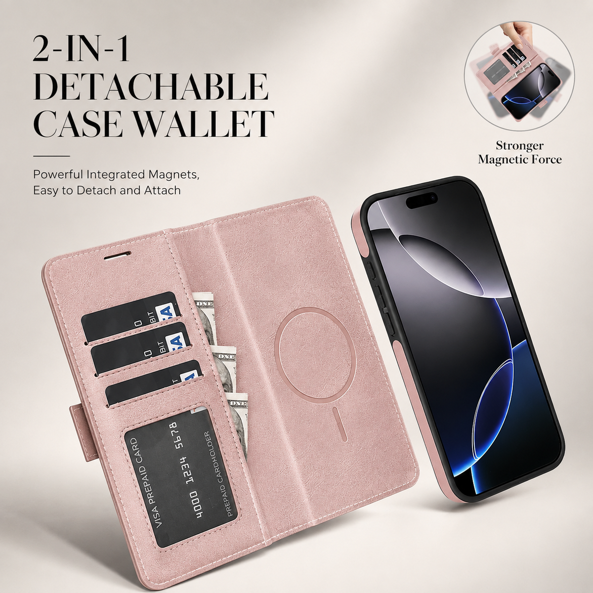 Premium iPhone Case Magnetic Leather Wallet MagSafe Compatible Flip Card Holder Dual Layer Shock Protection Matte Anti Scratch Non Slip Slim Fit Style