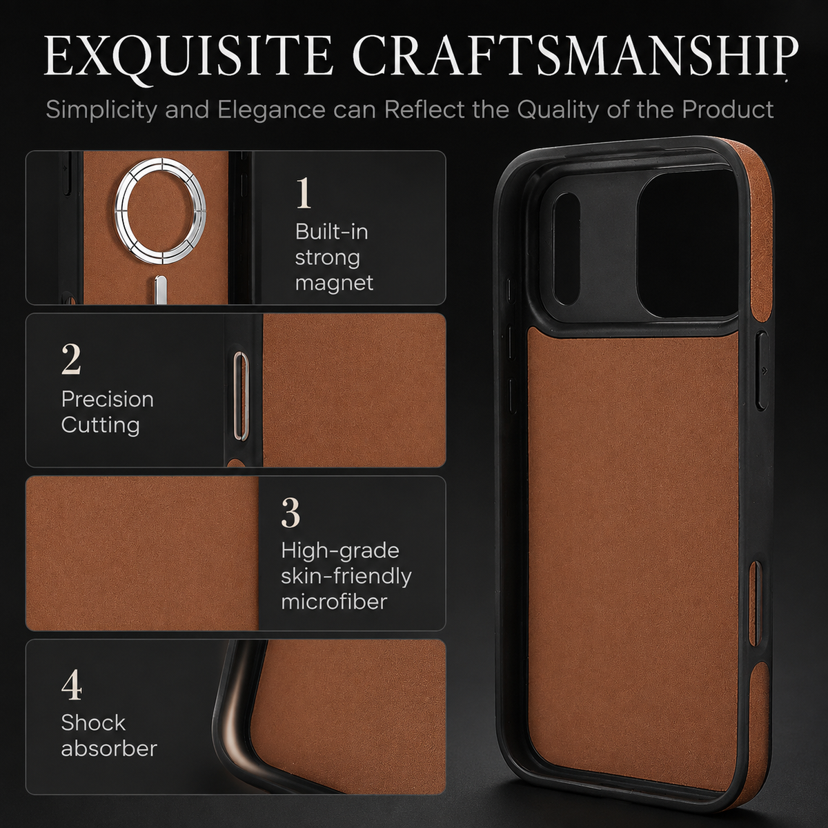Premium iPhone Case Magnetic Leather Wallet MagSafe Compatible Flip Card Holder Dual Layer Shock Protection Matte Anti Scratch Non Slip Slim Fit Style