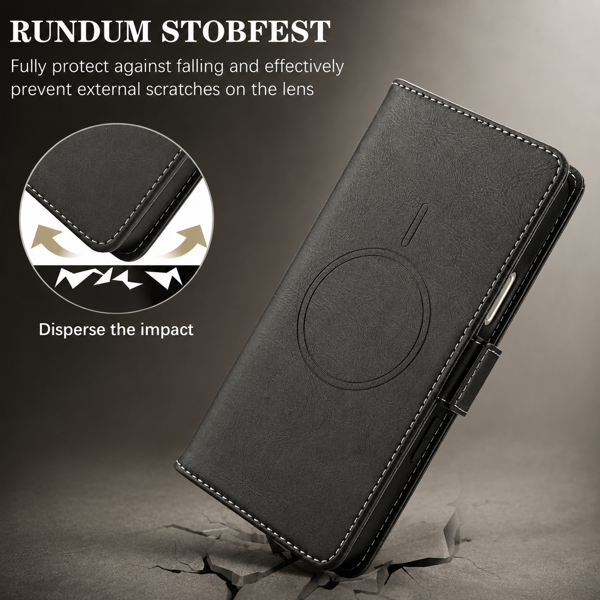 Premium iPhone Case Magnetic Leather Wallet MagSafe Compatible Flip Card Holder Dual Layer Shock Protection Matte Anti Scratch Non Slip Slim Fit Style