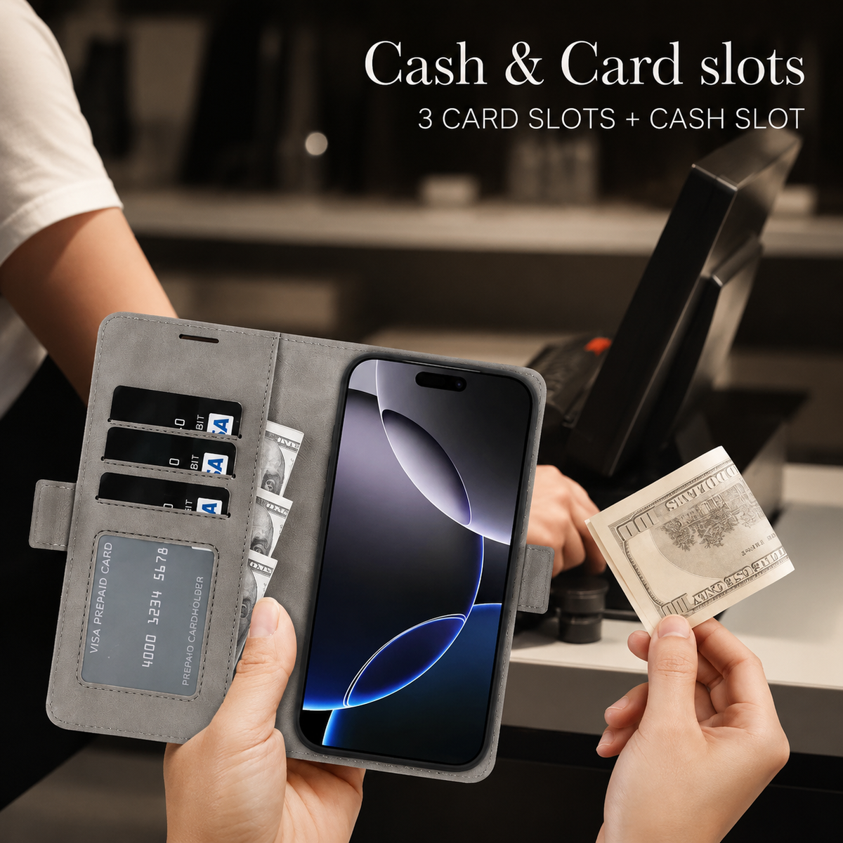 Premium iPhone Case Magnetic Leather Wallet MagSafe Compatible Flip Card Holder Dual Layer Shock Protection Matte Anti Scratch Non Slip Slim Fit Style